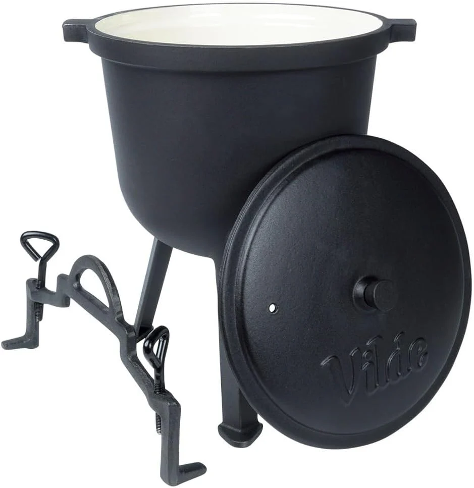 Vilde Gusseiserner Kessel auf Füssen mit Deckel - 8 Liter Hexenkessel Gusseisen Schwarz - Ideal für - Image 7