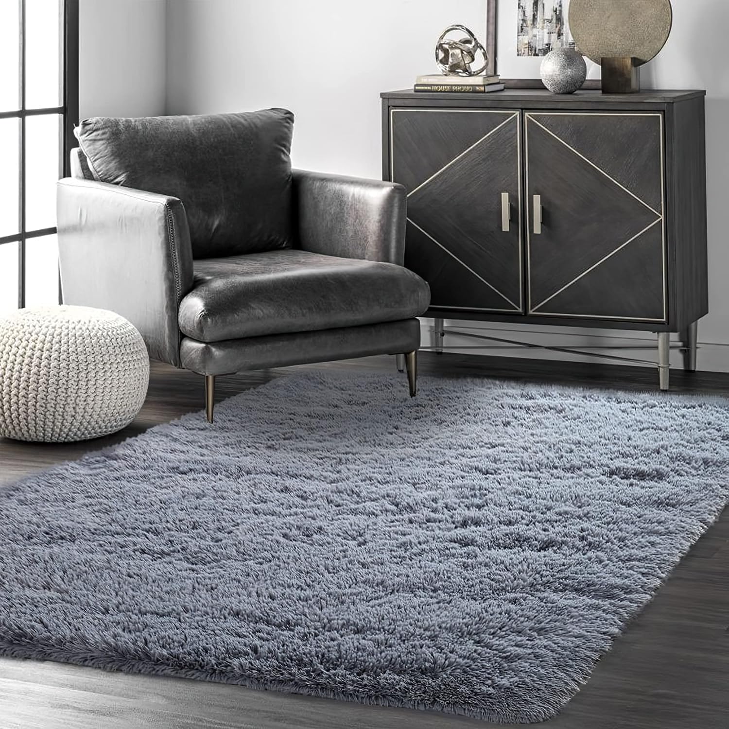 VOFUSHON Wohnzimmer Hochflor Teppich,Shaggy Flur Läufer Teppich Modern Flauschiger Weich Teppich Gro - Image 2