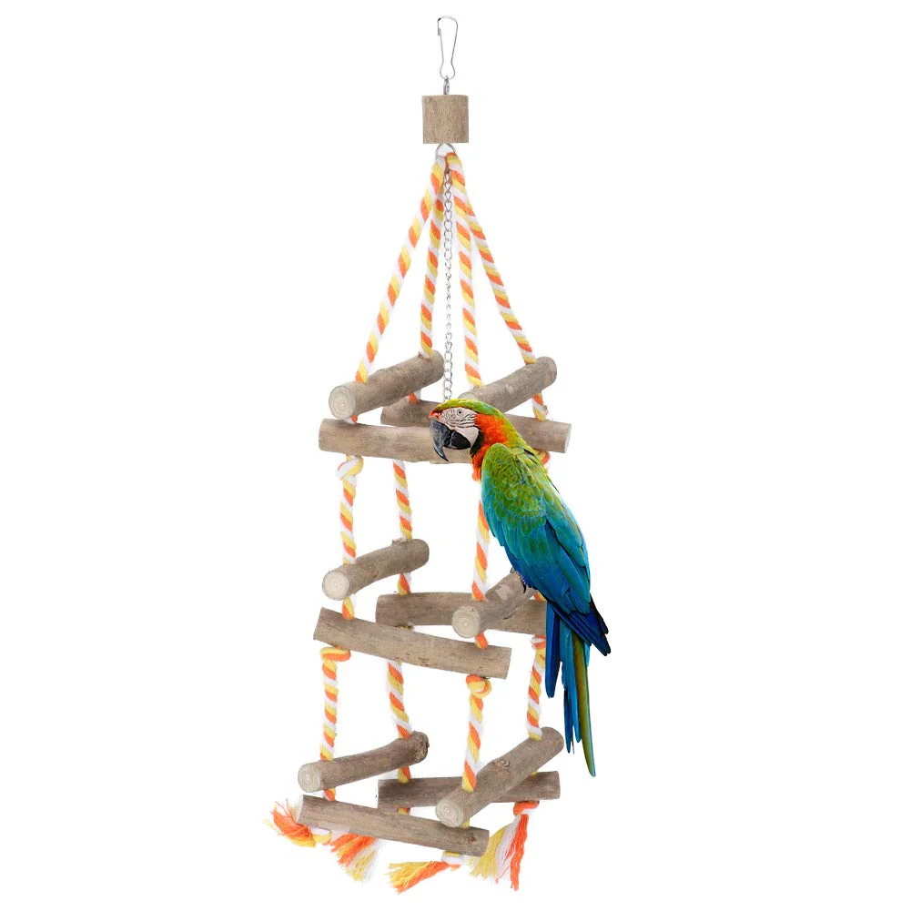 Vogelspielzeug, Papageien stehend Kletterstangen Holzleiter Baumwollseil Living Tower Hängematte Hän