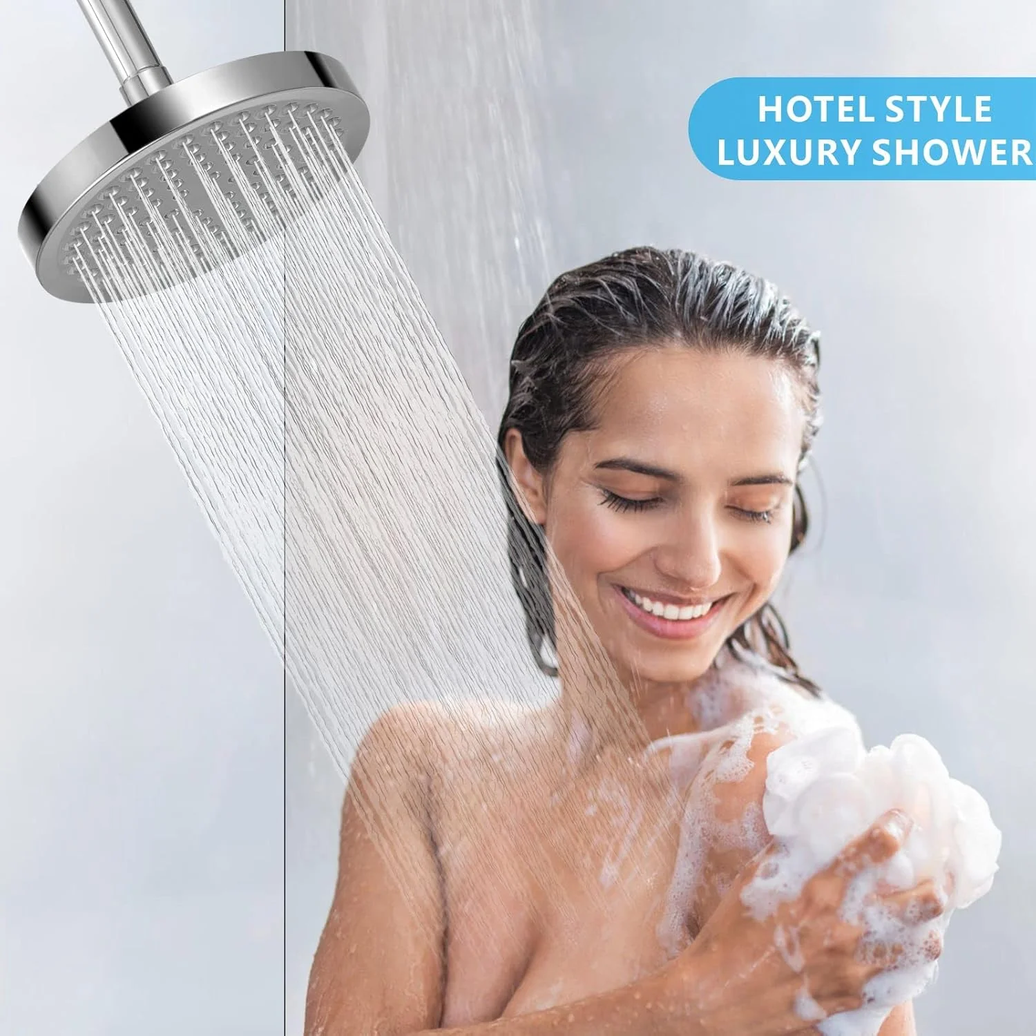 Voolan Hochdruck Regendusche, 15cm Fester Regenduschkopf, Luxuriöser Brausekopf mit Chrom-Finish, Ei - Image 6