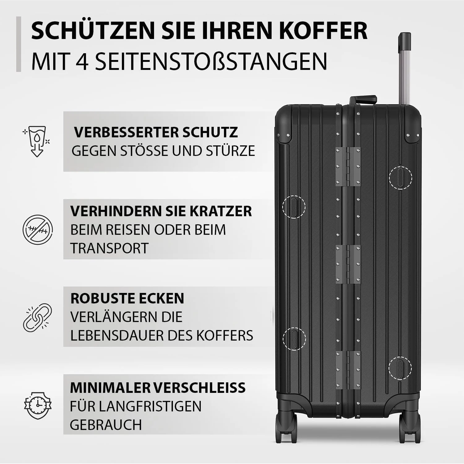 Voyagoux Koffer - 114L, Hartschalenkoffer gross, TSA-Schloss, Aluminium, Reisekoffer mit Rollen, 4X - Image 7