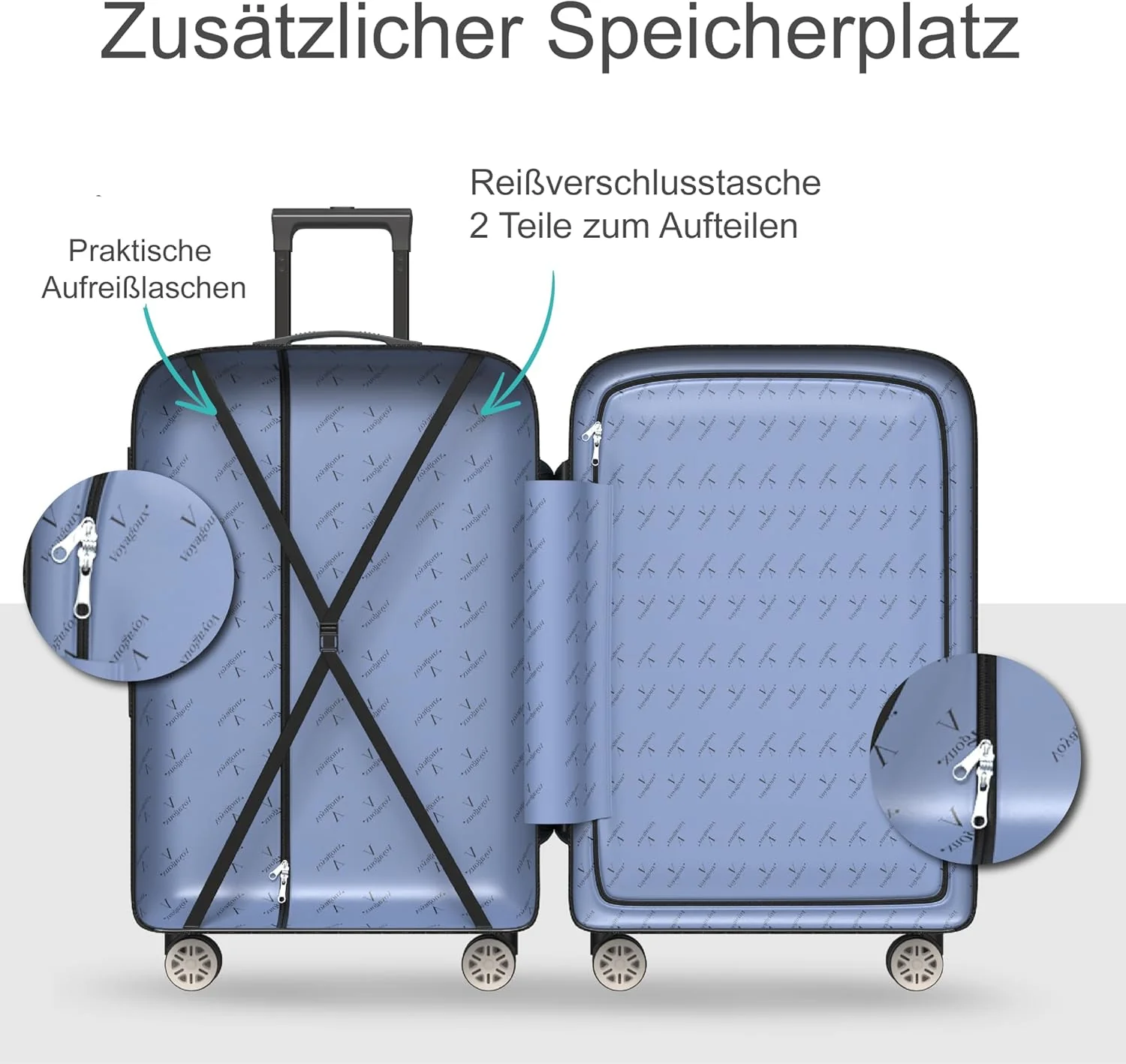 Voyagoux Kofferset 4 teilig - 14L, 35L, 72L, 115L, Hartschalenkoffer set, TSA-Schloss, ABS, 4X 360° - Image 4