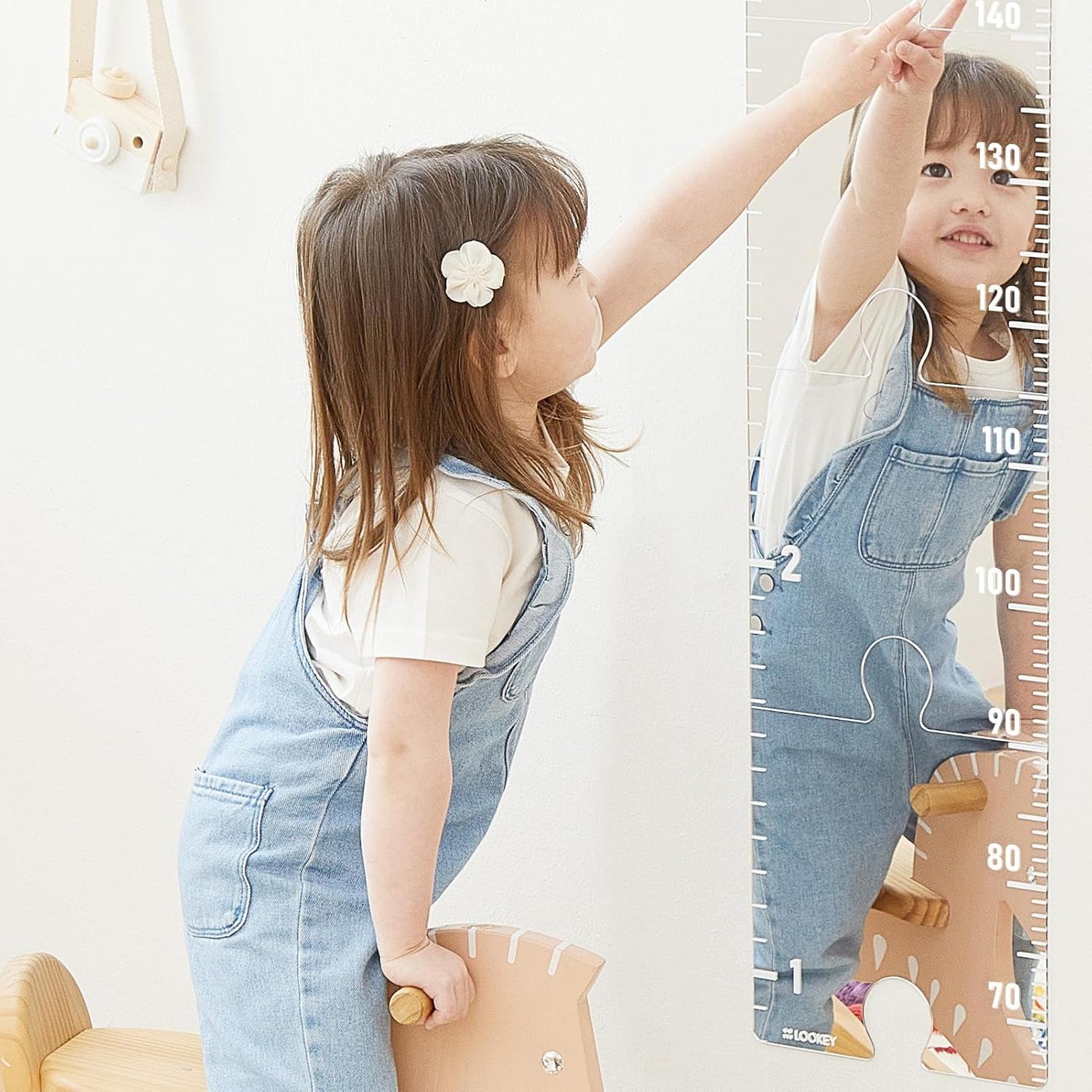 Wachstumstabelle Spiegel, Growth Chart Mirror Mit 6 Acrylspiegel, Aufklebern, Acryllineal, Wachstums - Image 2
