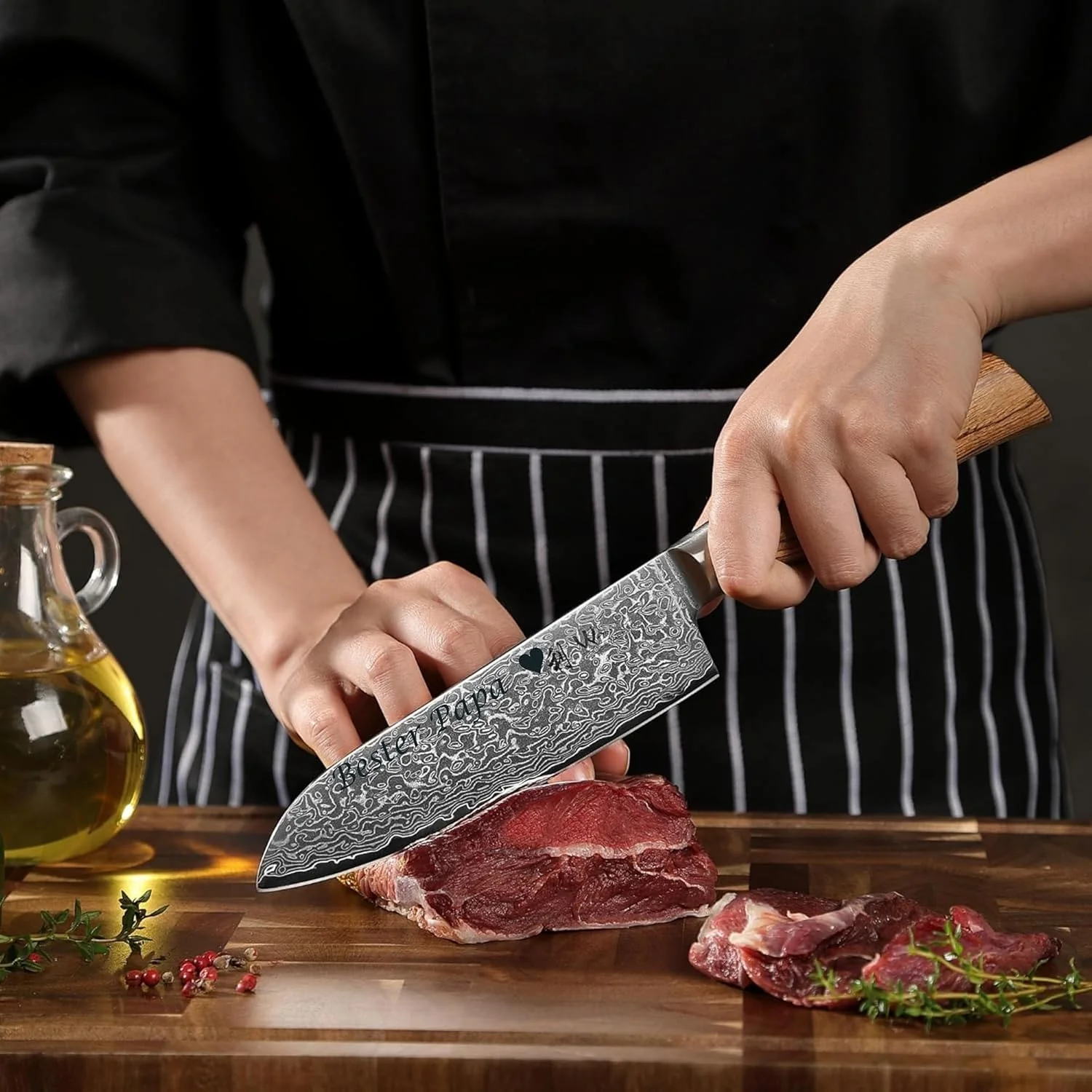 Wakoli EDIB Pro Damast Santoku Messer mit Gravur – Personalisiertes Küchenmesser, 16cm Klinge aus 67 - Image 4