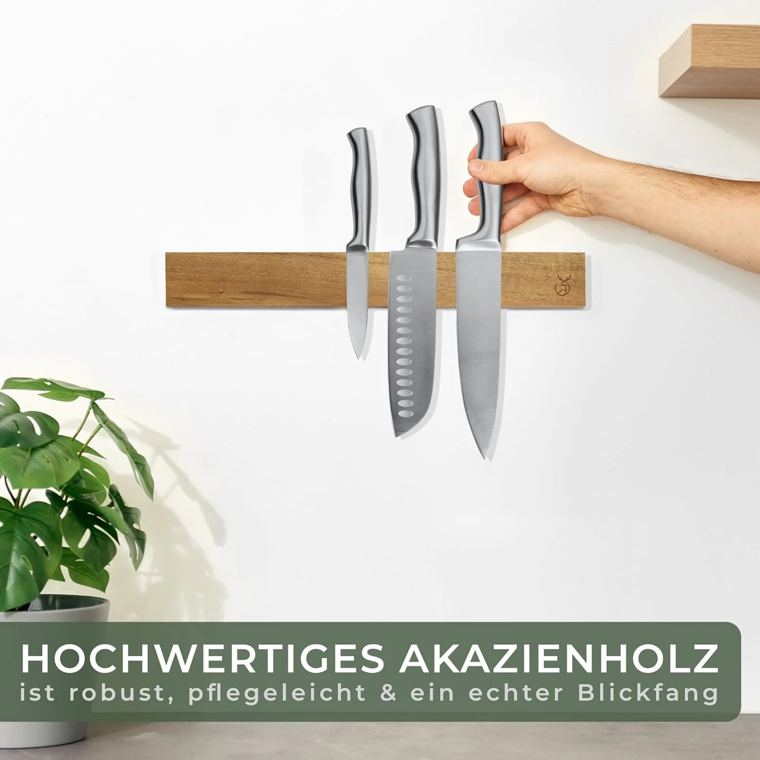 WALDWERK Magnetleiste Messer (40x5cm) - Magnetleiste aus edlem Akazienholz - Messerhalter magnetisch - Image 2