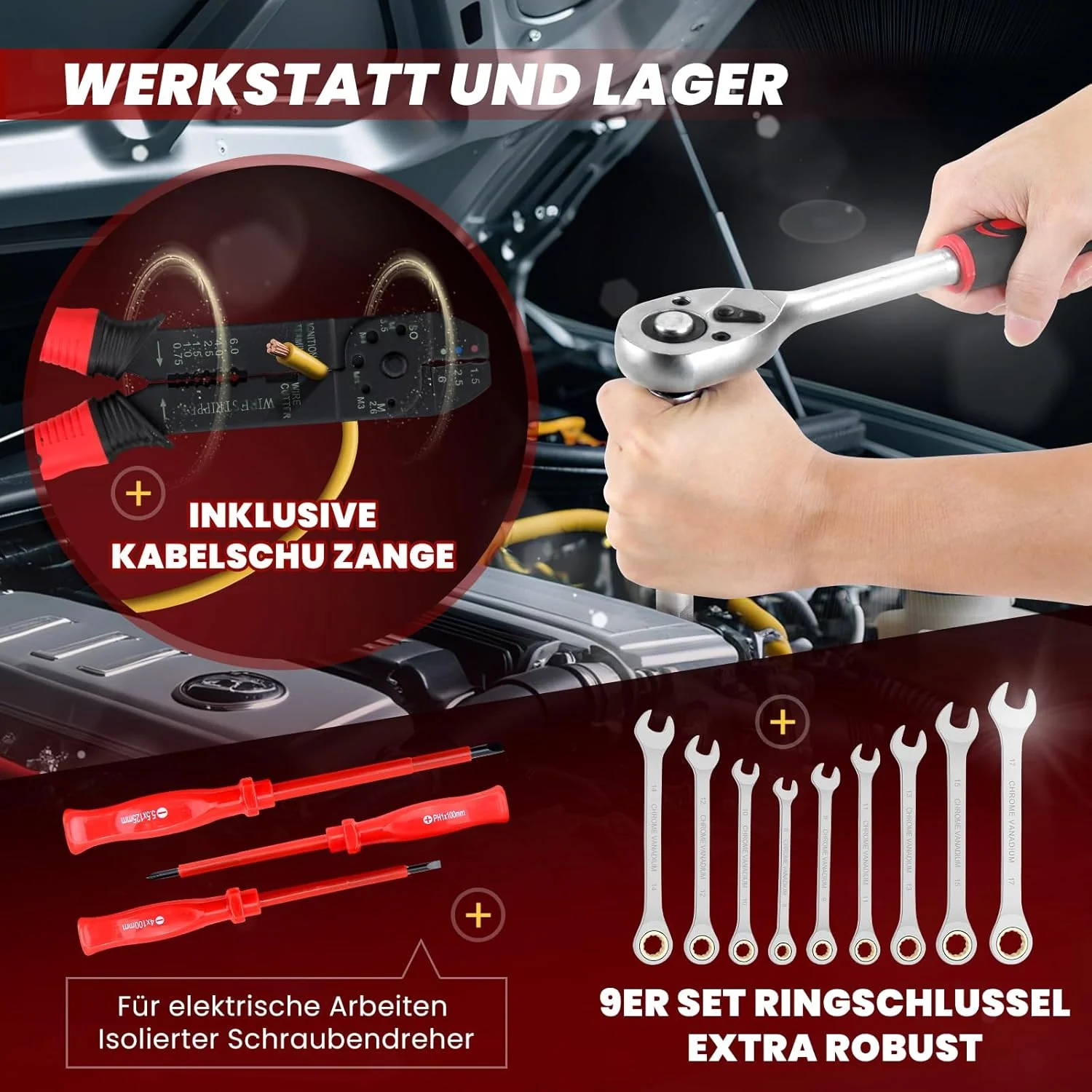 WALTER STAHL Werkzeugkoffer gefüllt 599 tlg | Werkzeugkasten | Aluminiumkoffer | Werkzeug Set | für - Image 5