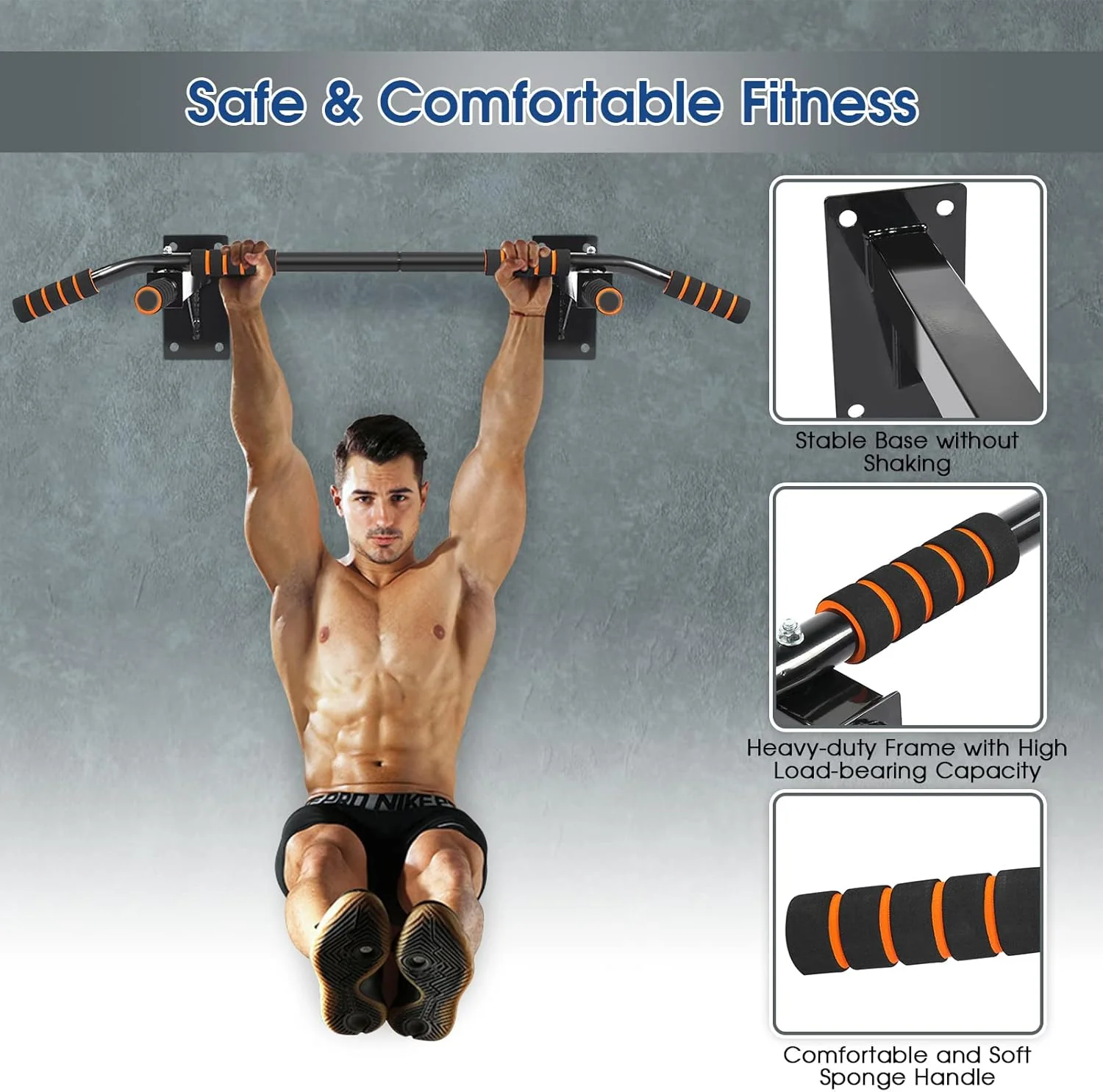 Wand montierte Klimmzugstange,Profi Klimmzugstange zur Wandmontage Reckstange Pull up bar- Klimmzugs - Image 3