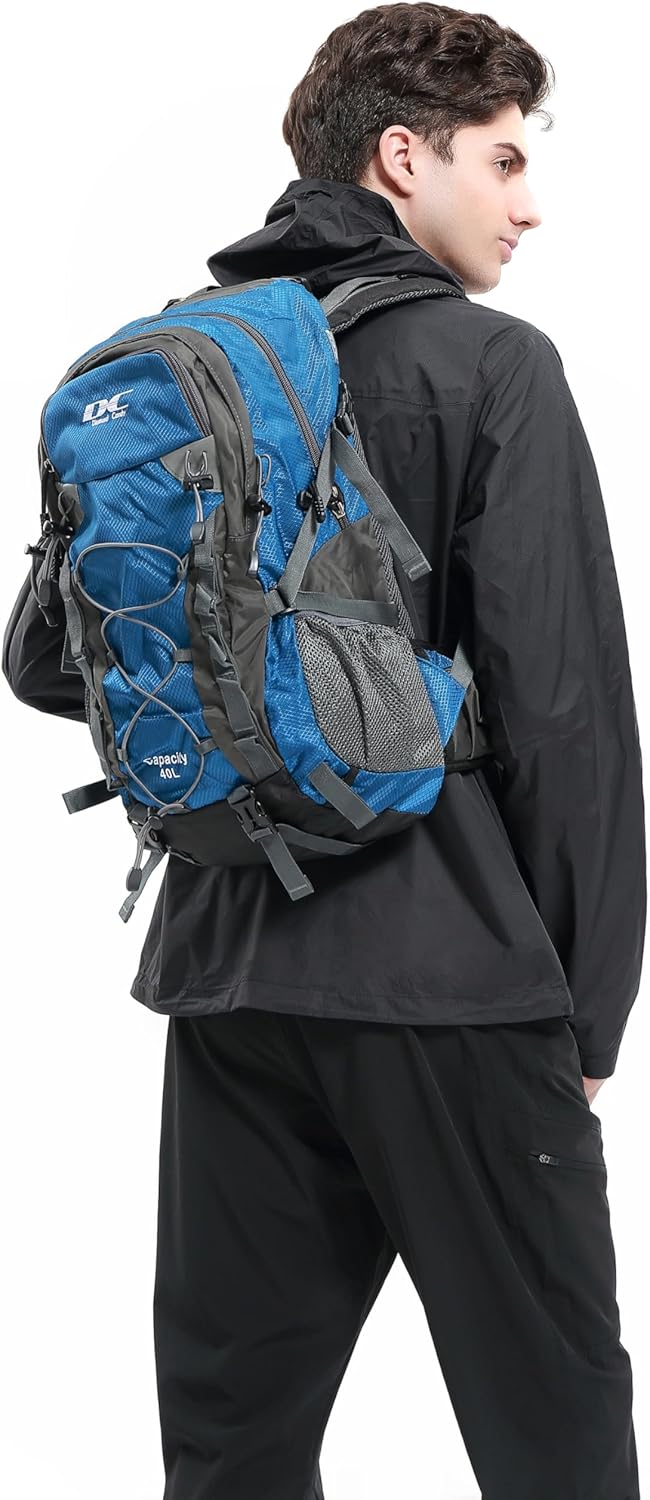 Wanderrucksack 40l Damen Herren Rucksack Wasserdicht Reiserucksack mit Regenschutz Blau, Blau - Image 6