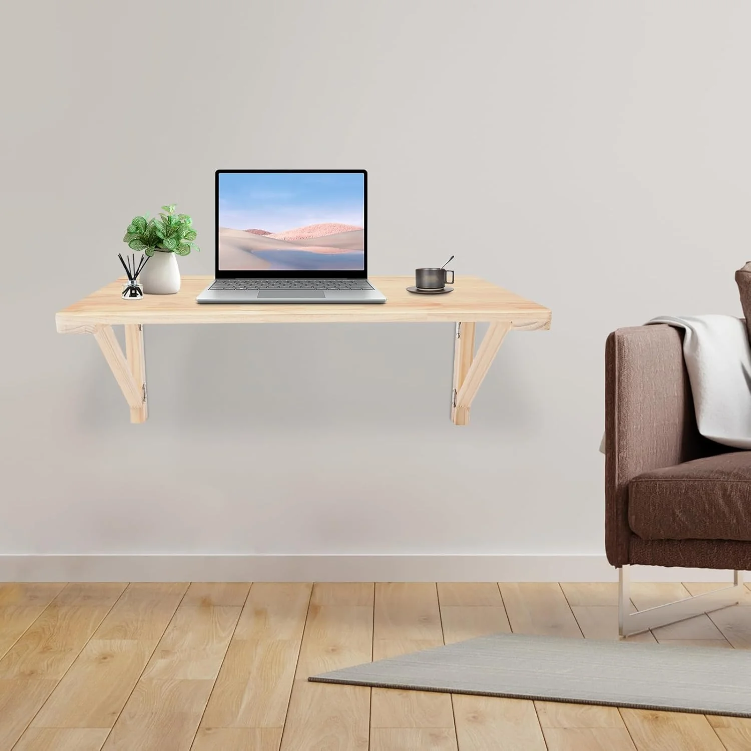 Wandklapptisch Klappkonsole 80x50x30cm Wand Montierter Klapptisch, Holzfarbe Faltbarer Esstisch, Kle - Image 2