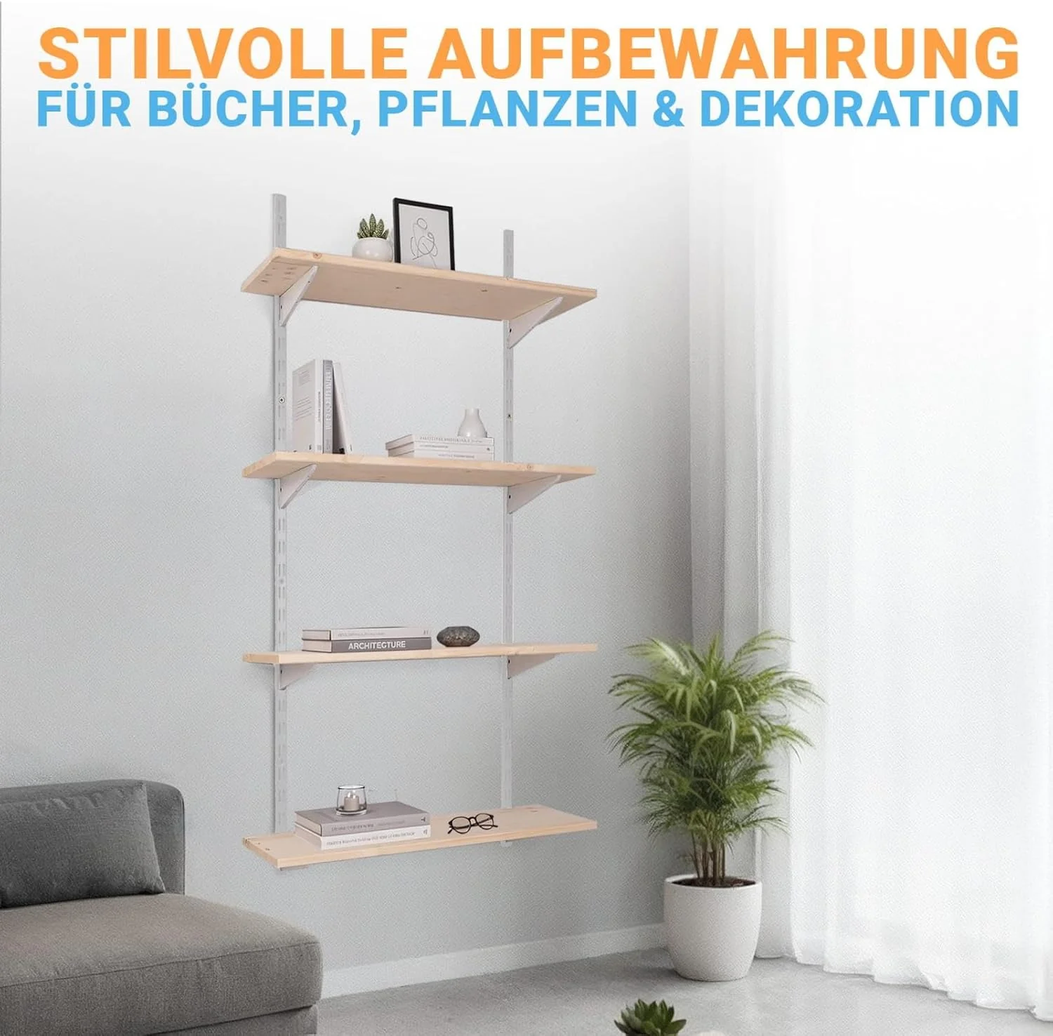 · Wandregal Metall mit Boden · Regal in 50 Varianten · Höhe: 150 cm · 3 Ebenen in 80 x 40 cm (B x T) - Image 6