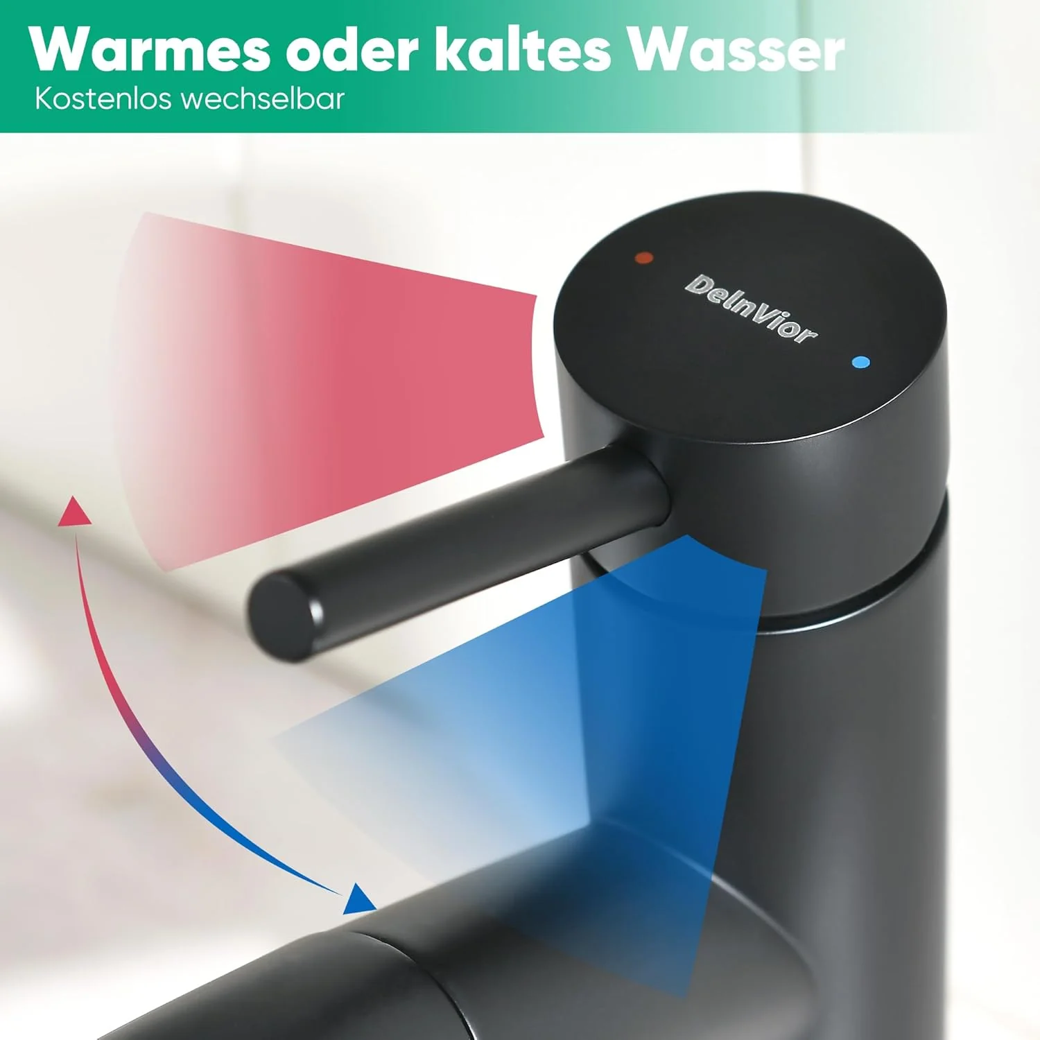 Waschbeckenarmatur mit ausziehbarer Brause Edelstahl-Wasserhahn bad mit Warm- und Kaltwassermischer - Image 5