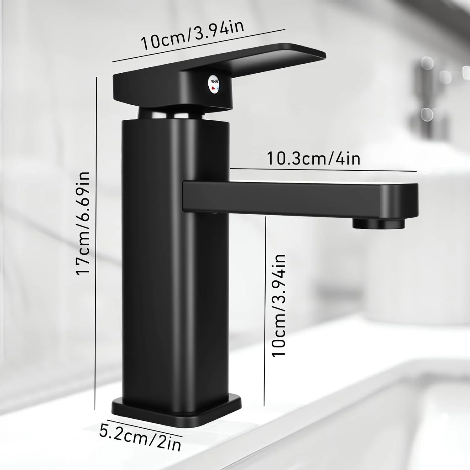 Wasserhahn Bad Waschtischarmatur Armatur Schwarz Waschtischmischer Warm und Kaltwasserhahn Einhebelm - Image 3