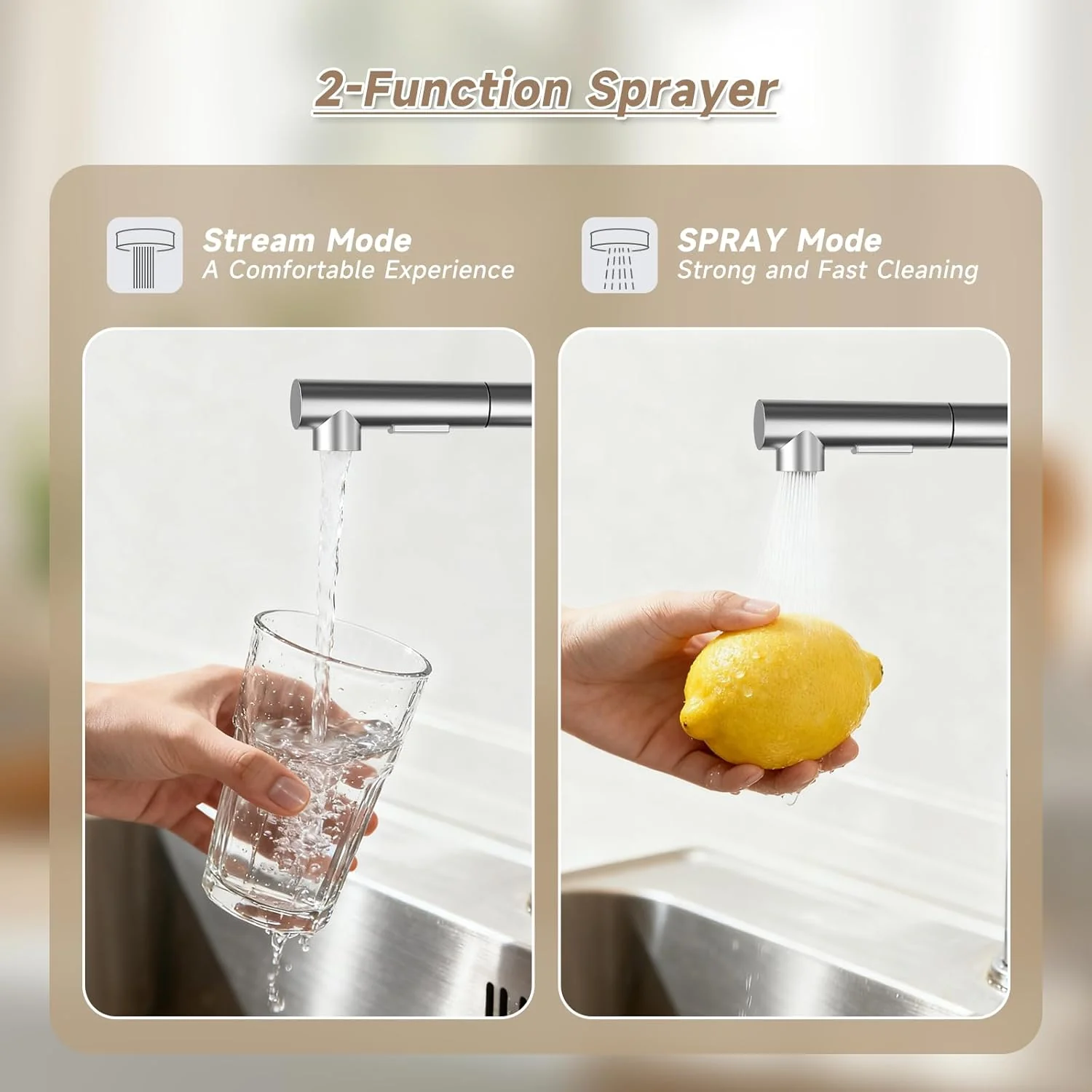 Wasserhahn Küche Ausziehbar mit 360° Flexibler, Hochdruck Schwenkbar, Biegsamer Küchenarmatur Wasser - Image 8