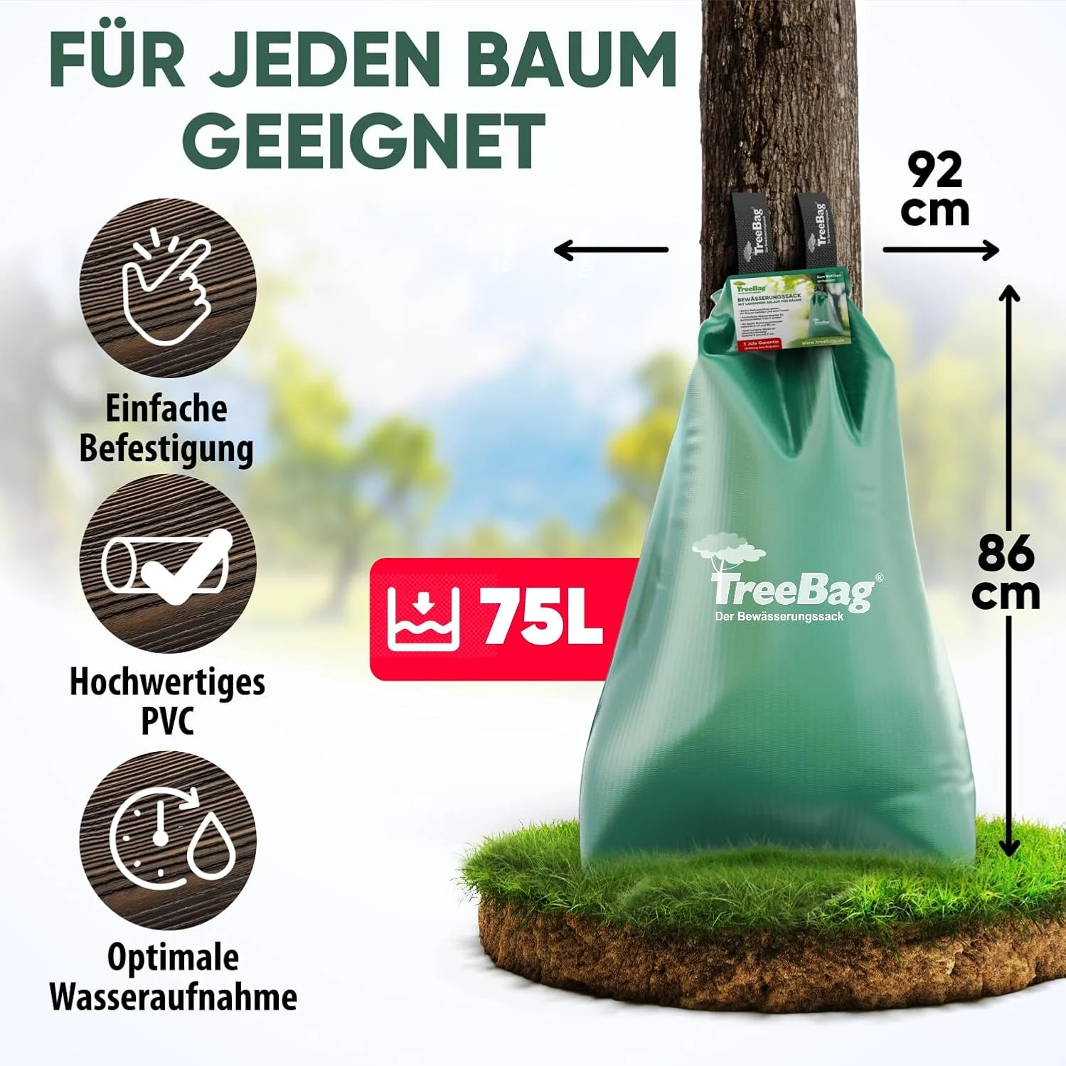 Wassersack für Bäume 2 x 75L – UV-stabiler Baumbewässerungssack aus PVC – Effektiver Bewässerungssac - Image 2