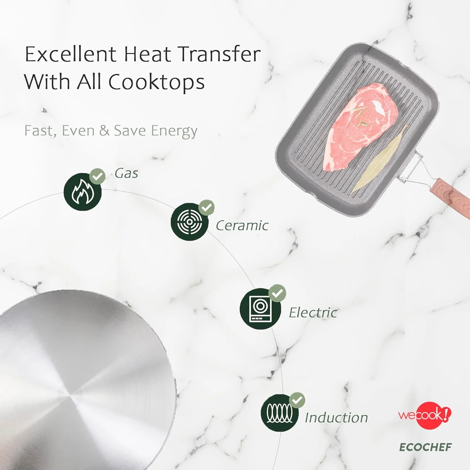 Wecook! Ecochef - Aluminium Non Stick Grill Pan - 34 X 24 cm, 34 X 24 cm - Image 7