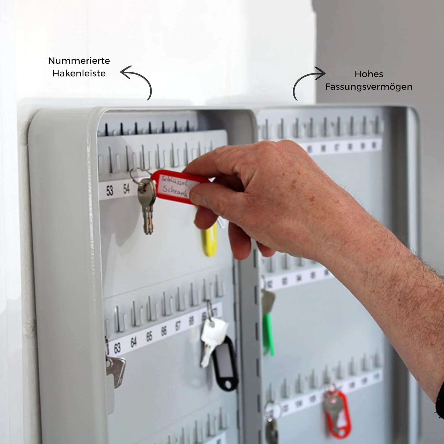 WEDO Schlüsselschrank 70 Schlüssel – kompakte Schlüsselbox aus pulverbeschichtetem Stahl, platzspare - Image 7