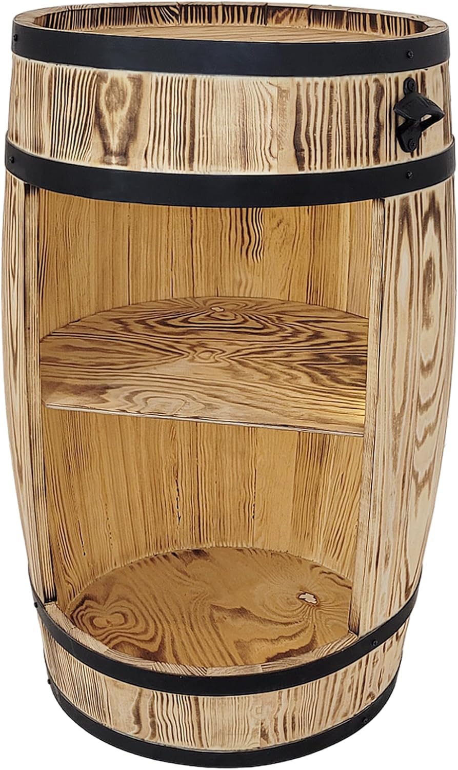 weeco Holzfass Hausbar mit LED Leuchten - Barschrank - Weinfass als Weinregal - Weinschrank im Retro - Image 7