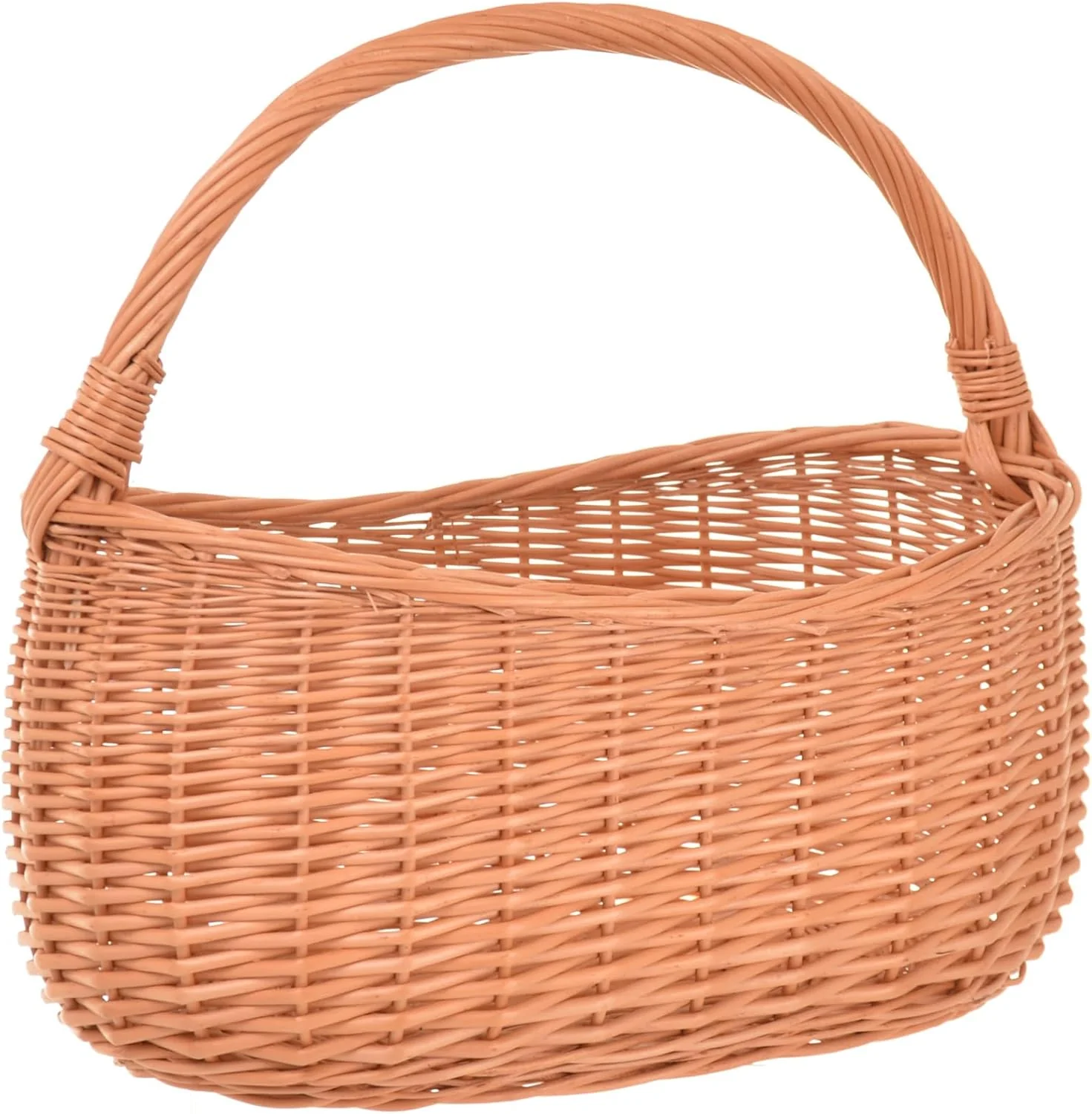 Weidenkorb Einkaufskorb geflochten 40 x 35 x 24 cm Naturbraun Tragekorb mit henkel, Picknickkorb, Pi - Image 6
