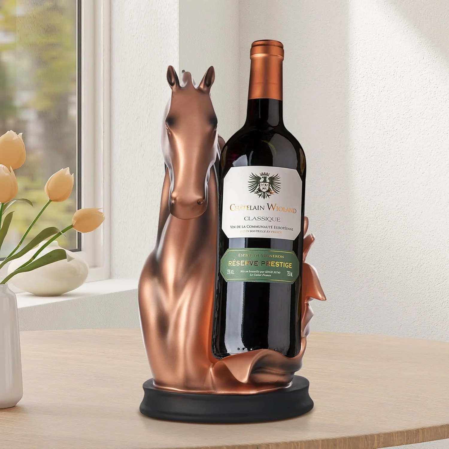Weinflaschenhalter Weinregale Tischplatte Pferdestatue als Zuhause Küche Weinkeller Dekorative Aufbe - Image 2