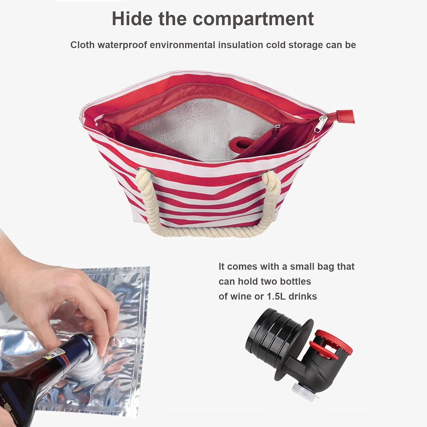 Weintasche mit Getränkespender, auslaufsicher, isoliert, Weinspender, Handtasche mit Weinblasentasch - Image 2