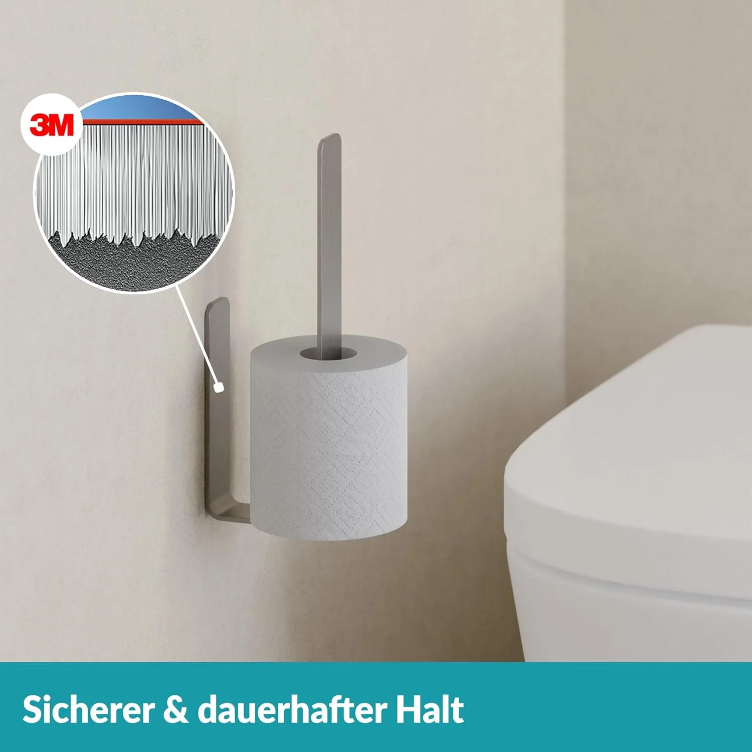 WEISSENSTEIN Toilettenpapier Aufbewahrung ohne Bohren - Toilettenpapierhalter Edelstahl für die Wand - Image 5
