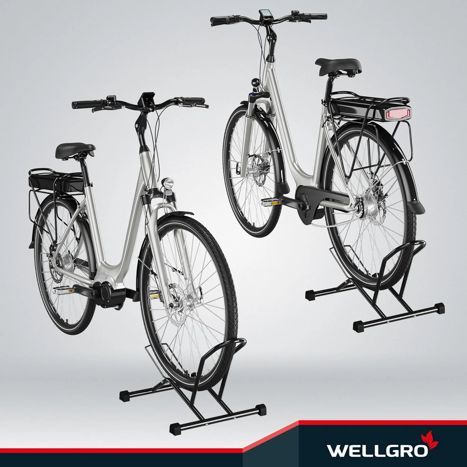 WELLGRO 1 Fahrradständer Boden – Universal Fahrrad Ständer für Mountainbike, Rennrad & Fatbike – Rob - Image 4