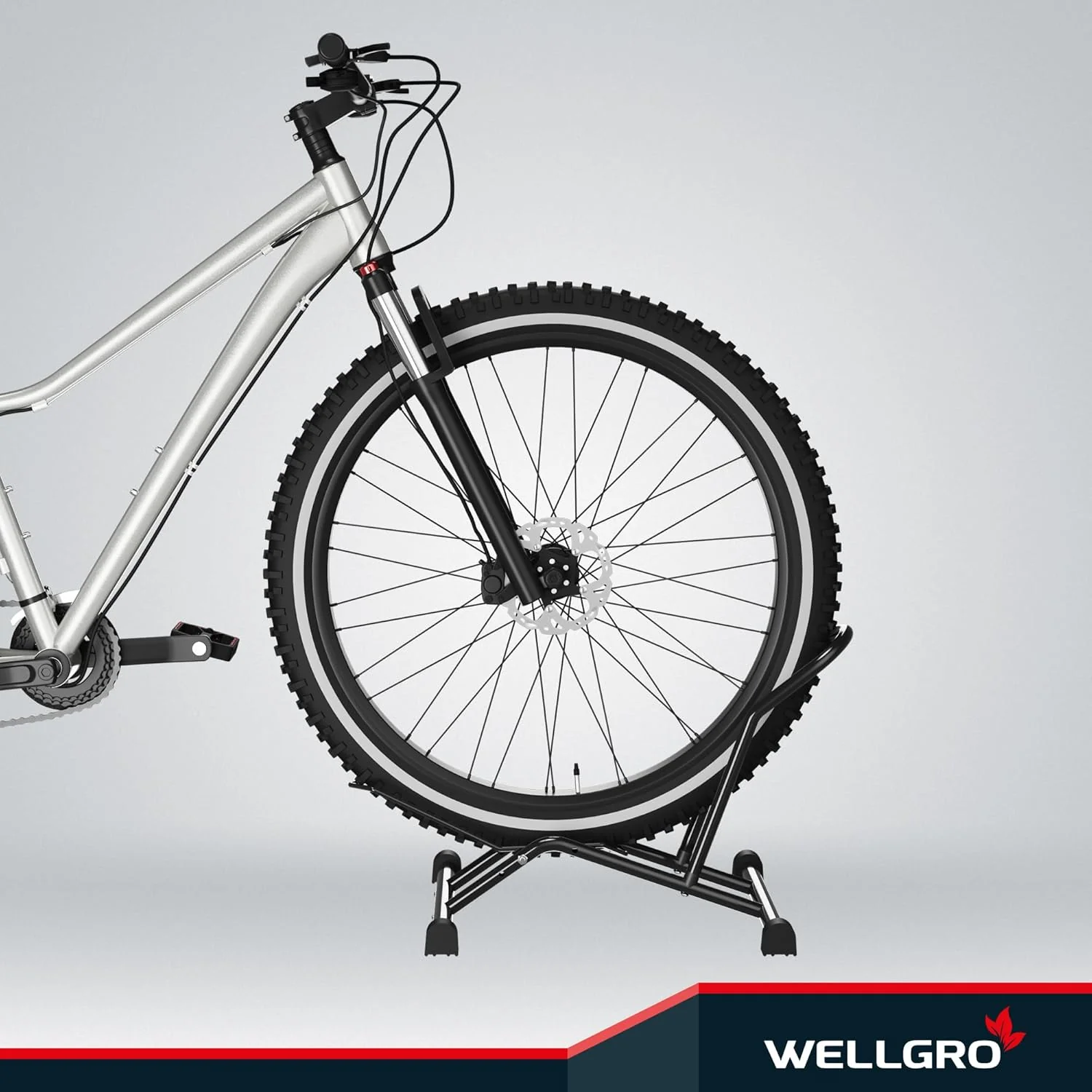 WELLGRO 1 Fahrradständer Boden – Universal Fahrrad Ständer für Mountainbike, Rennrad & Fatbike – Rob - Image 6