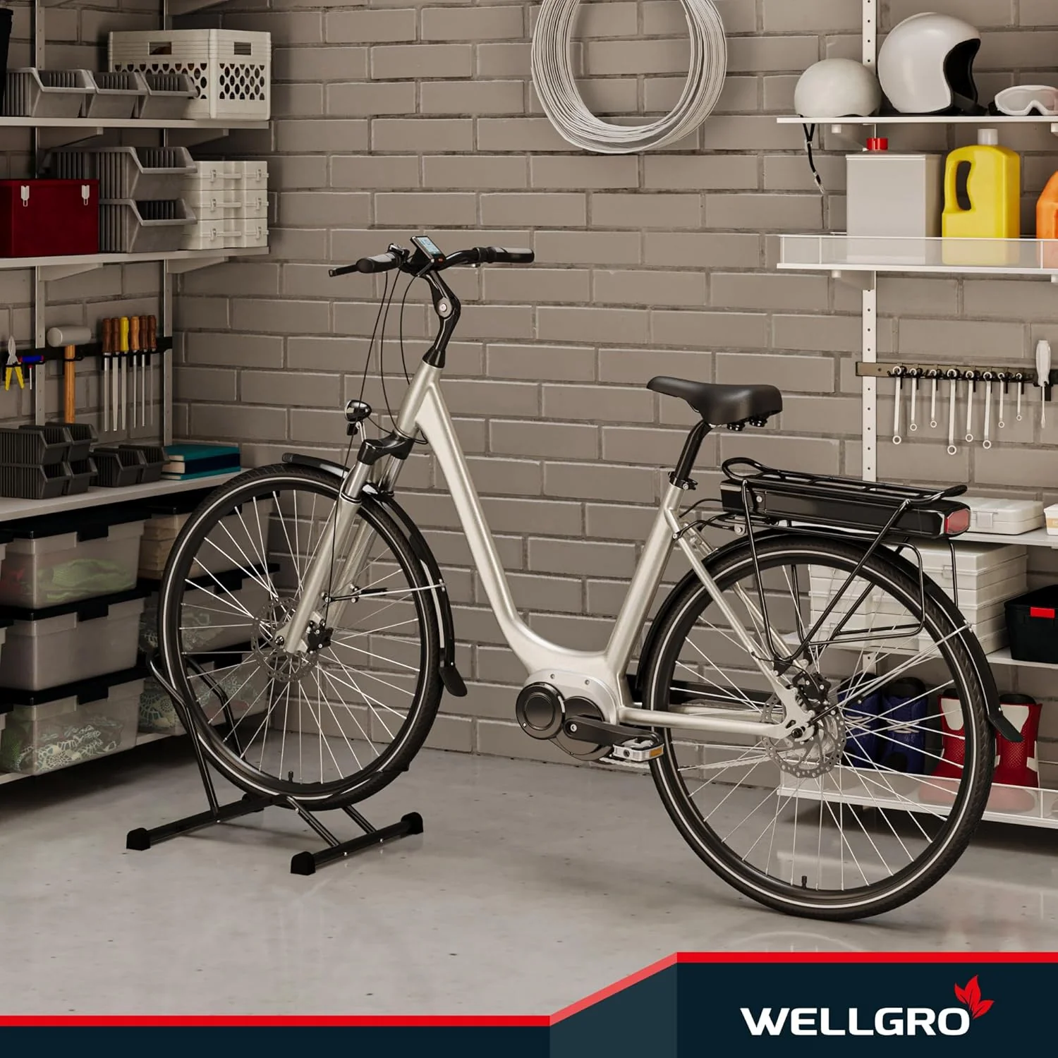 WELLGRO 1 Fahrradständer Boden – Universal Fahrrad Ständer für Mountainbike, Rennrad & Fatbike – Rob - Image 7