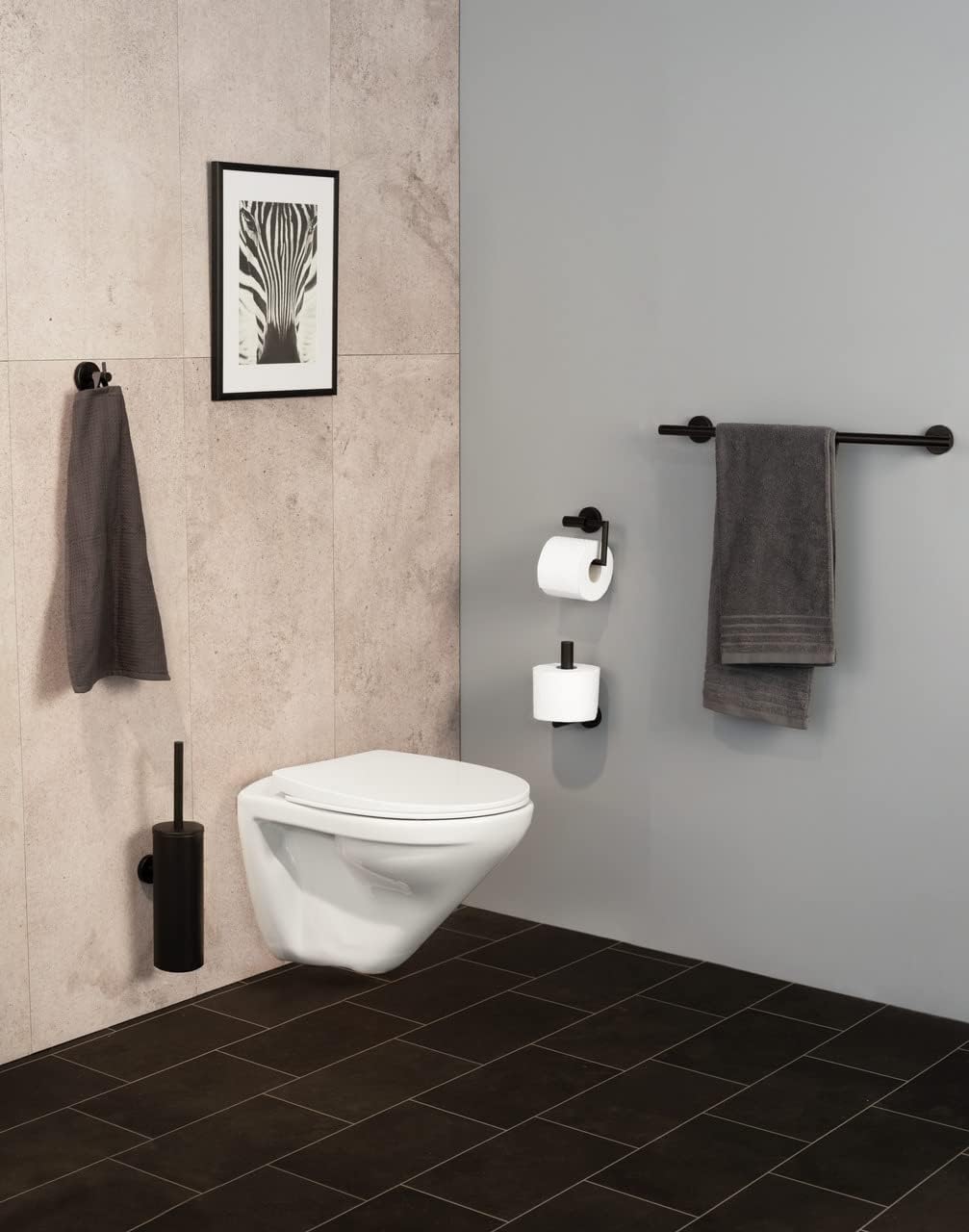 WENKO Ersatzrollenhalter Mod. Bosio Black, Wandhalter für Toilettenpapier aus Edelstahl, matt lackie - Image 5