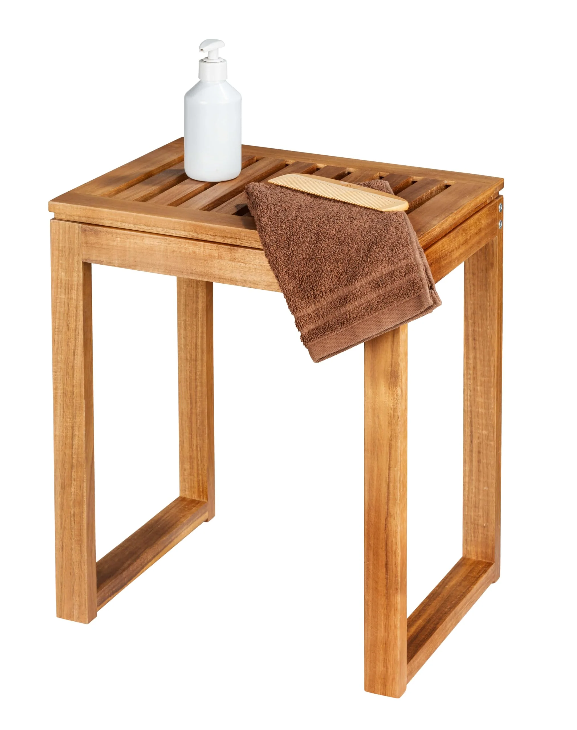 WENKO Hocker Mod. Fondi quadratischer Badhocker aus massivem Akazienholz FSC® Zertifiziert 60 x 39 x