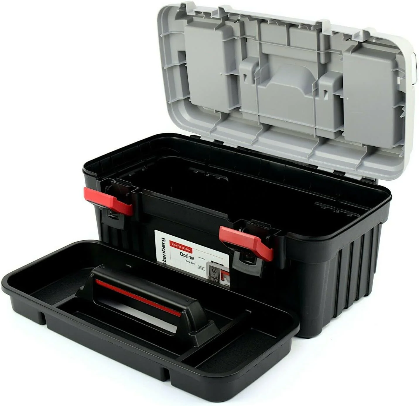 Werkzeugkoffer Werkzeugbox Werkzeugkasten mit Werkzeugtrage Ergonomischer Griff Robuster Deckel ABS - Image 2