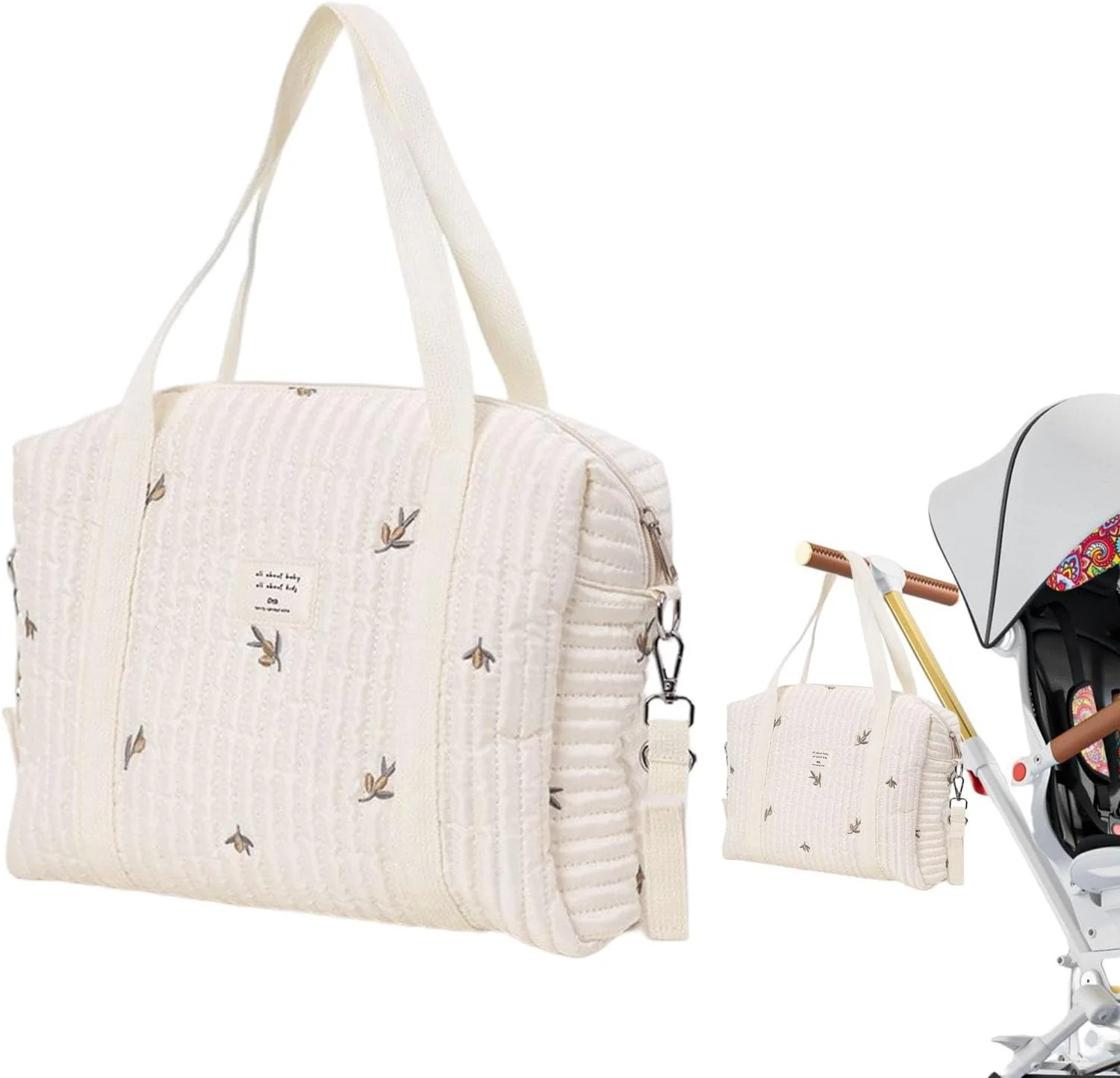 Wickeltasche für Babys, bestickt, Wickeltasche, grosse Kapazität, Baumwolle, grosse Kapazität, Baumw - Image 8