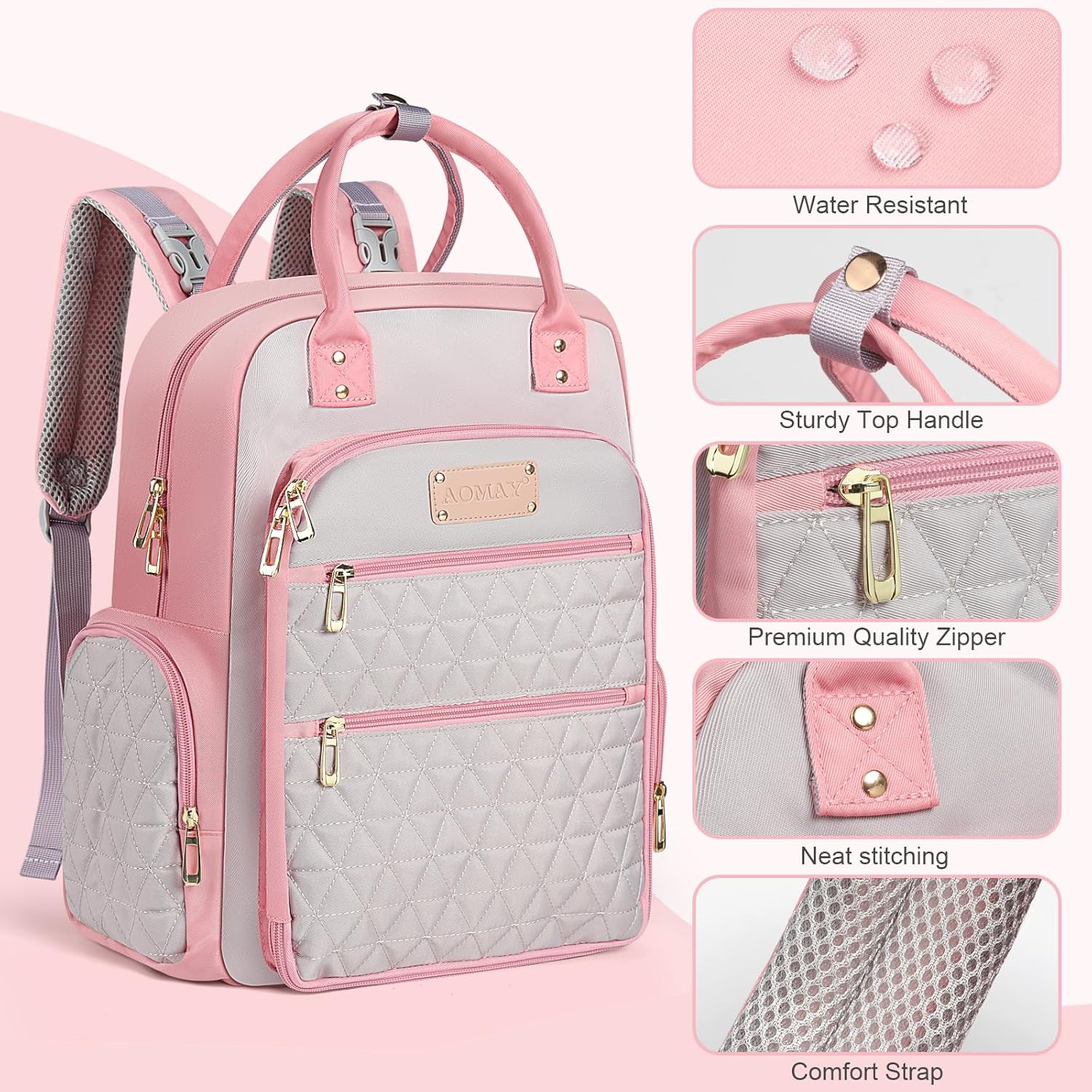 Wickeltasche Rucksack – Mama-Tasche für Krankenhaus, Reiserucksäcke, grosses Fassungsvermögen, multi - Image 6