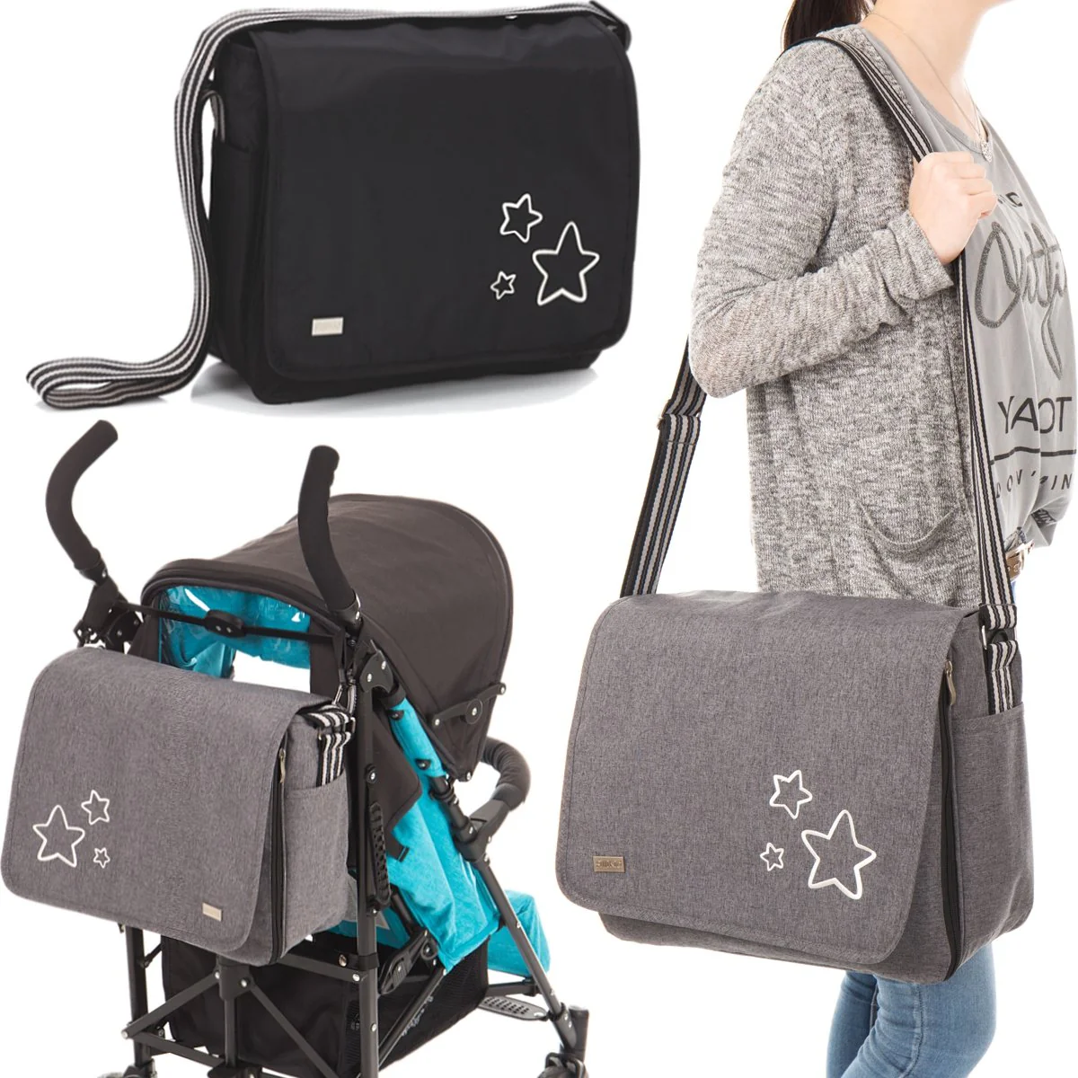 Wickeltasche (+ Wickelunterlage und isolierter Getränketasche) Baby Tasche für Kinderwagen Buggy (Ma - Image 7