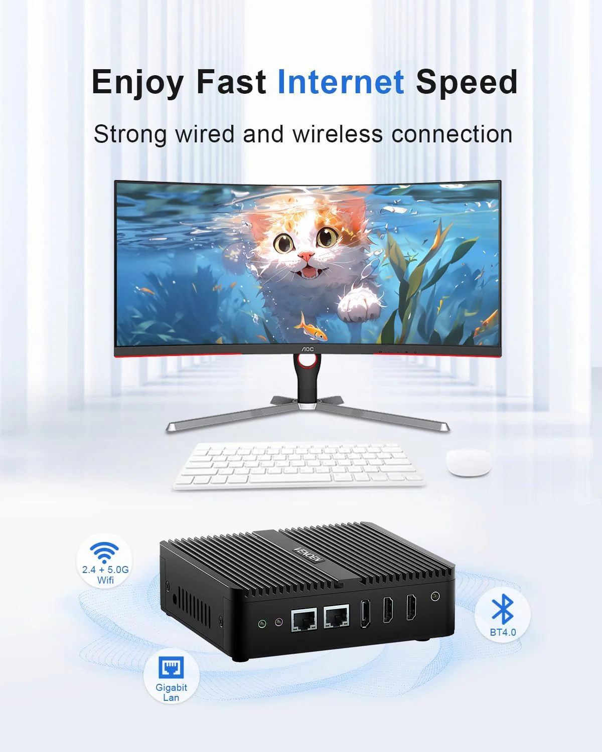 Windows 11 Lüfterloser Mini-PC Celeron J6412 der 12. Generation, 8GB RAM 128GB SSD, Dual HD, DP, dre - Image 5