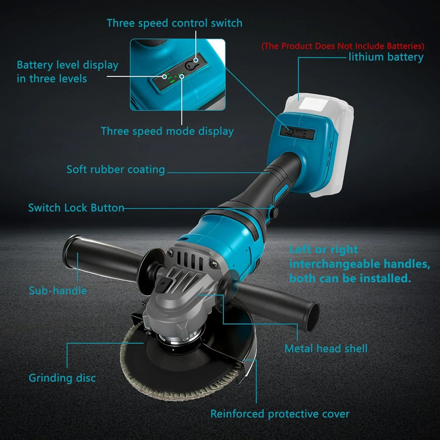 Winkelschleifer Kompatibel mit Makita 18V Akkus, Akku Winkelschleifer 125mm, 1180W Akku Flex Bürsten - Image 8