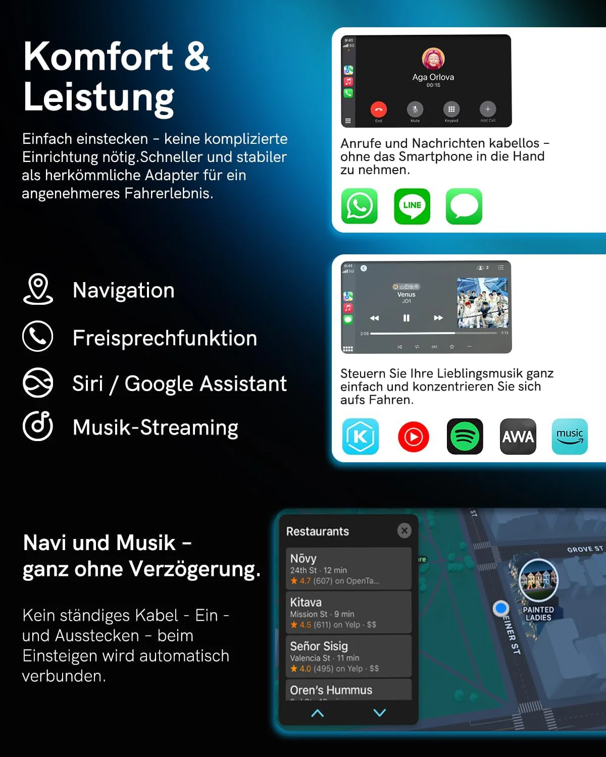 Wireless Carplay Adapter, 2 in 1 Android Auto&Carplay Wireless Adapter, Upgrade von Wired CarPlay au - Image 6