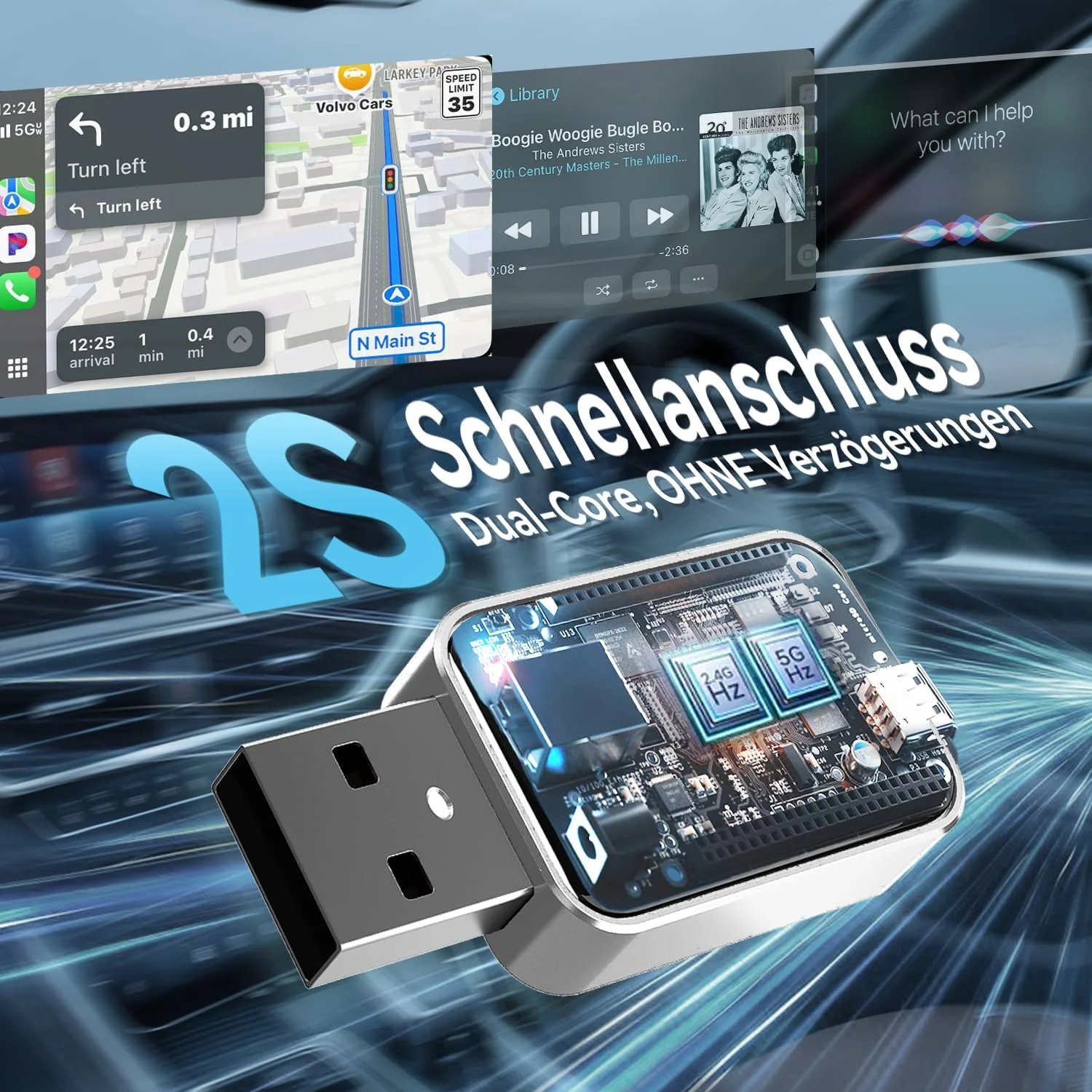 Wireless CarPlay Adapter,Android Auto Wireless Adapter,Plug & Play,Auto-Reconnect,Mini & Stabiler 2- - Image 3