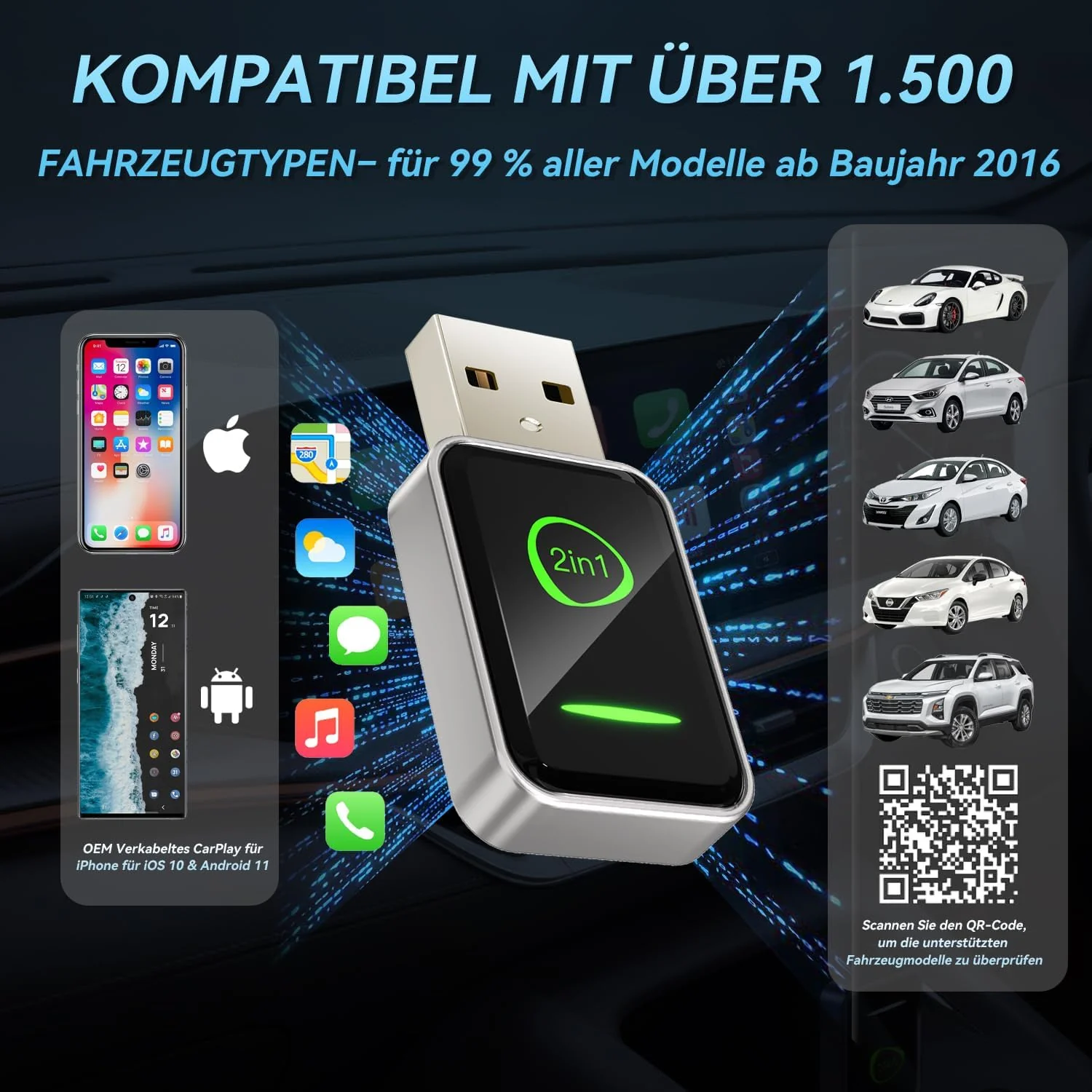 Wireless CarPlay Adapter,Android Auto Wireless Adapter,Plug & Play,Auto-Reconnect,Mini & Stabiler 2- - Image 6