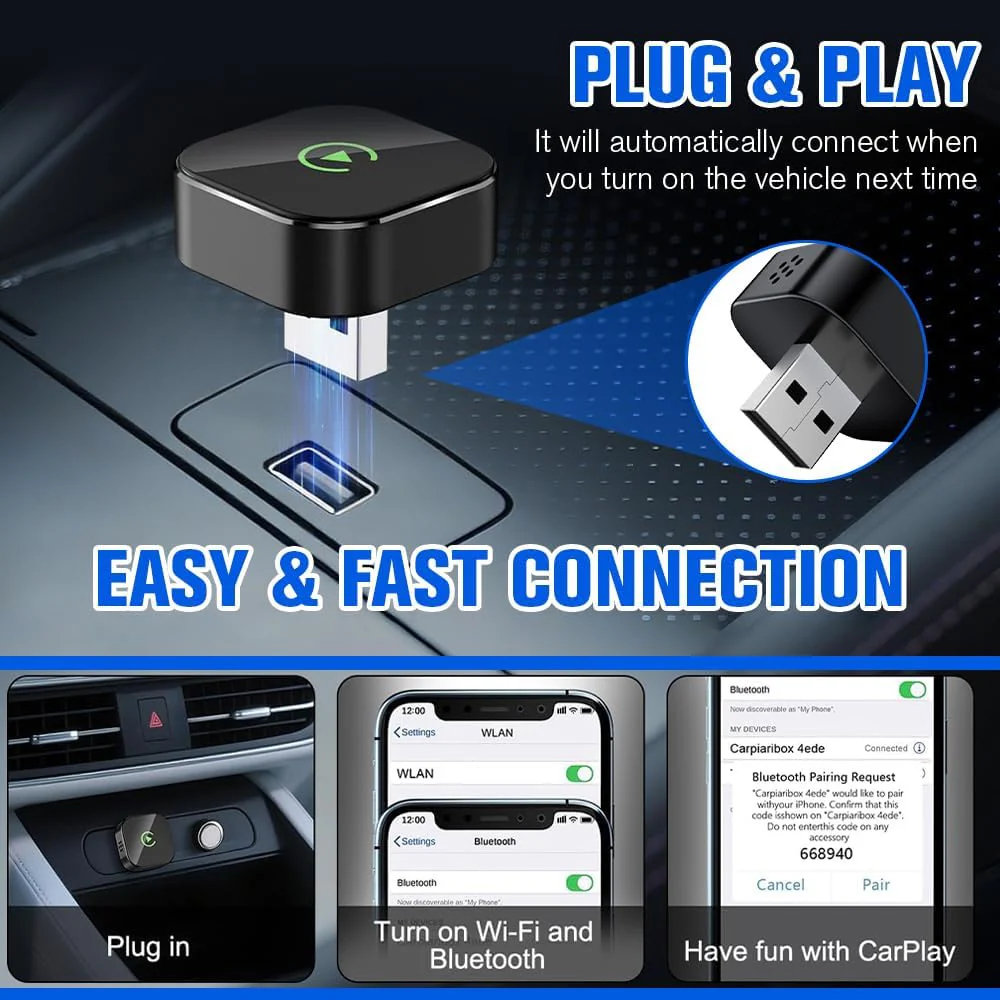 Wireless Carplay Adapter mit Wired Carplay, 2026 Upgraded 2-in-1 Version, Bluetooth 5.0, Plug & Play - Image 4