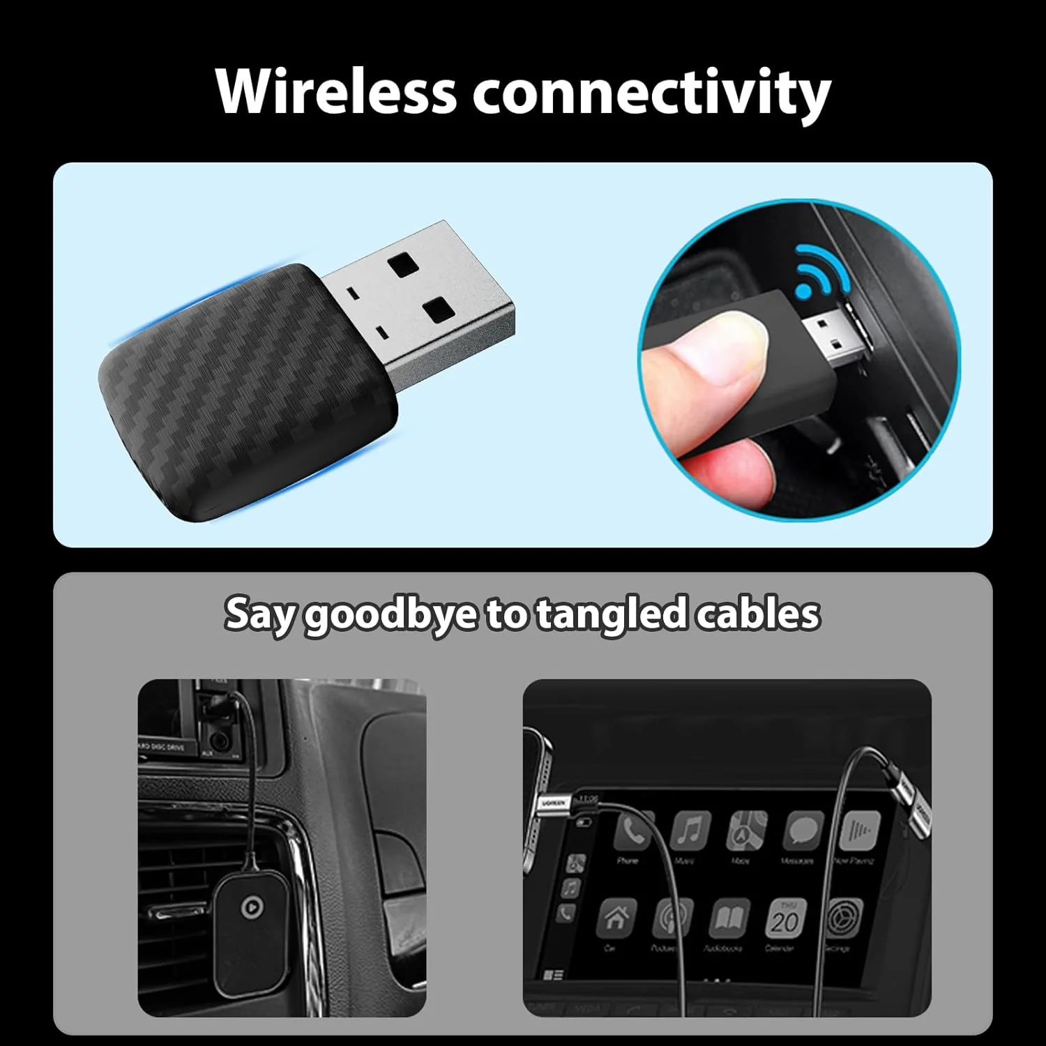 Wireless CarPlay & Android Auto Adapter, Bluetooth 5.0 Mini Adapter für Fahrzeuge, Kabelloses Plug & - Image 7