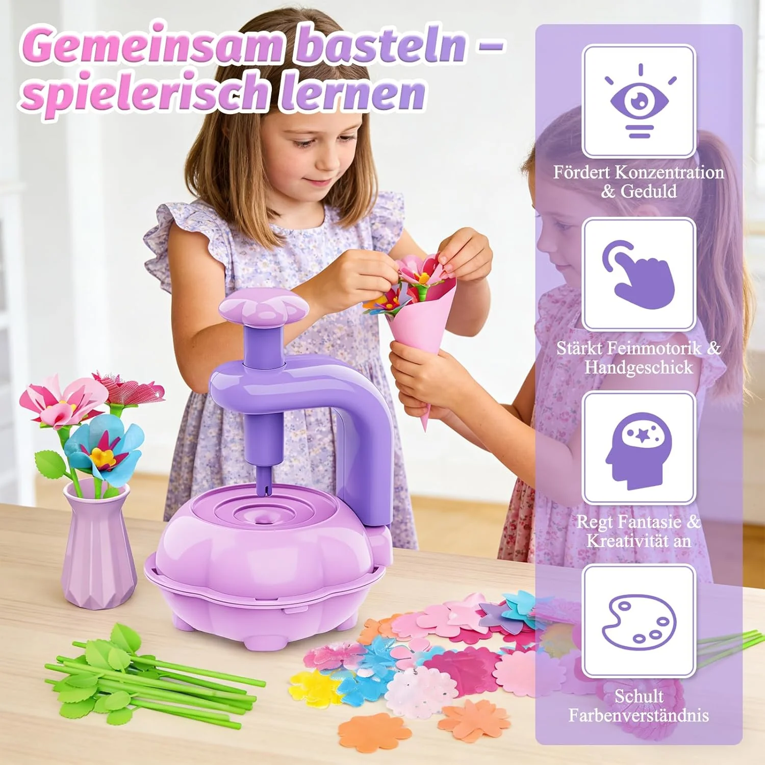 wittsyer DIY Blumen Bastelset Kinder ab 6 Jahre, Basteln Mädchen 5 6 7 8 Jahre, Blumen Basteln Kinde - Image 2