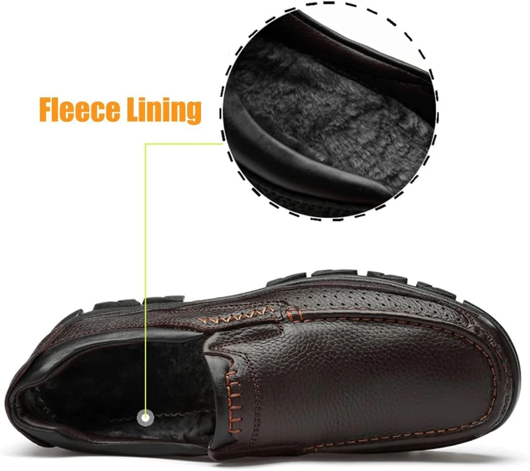 WNUKATO Herrenschuhe Bequemer Slip-on-Loafer Lederschuhen für Arbeit und Business Casual 39 EU Braun - Image 4