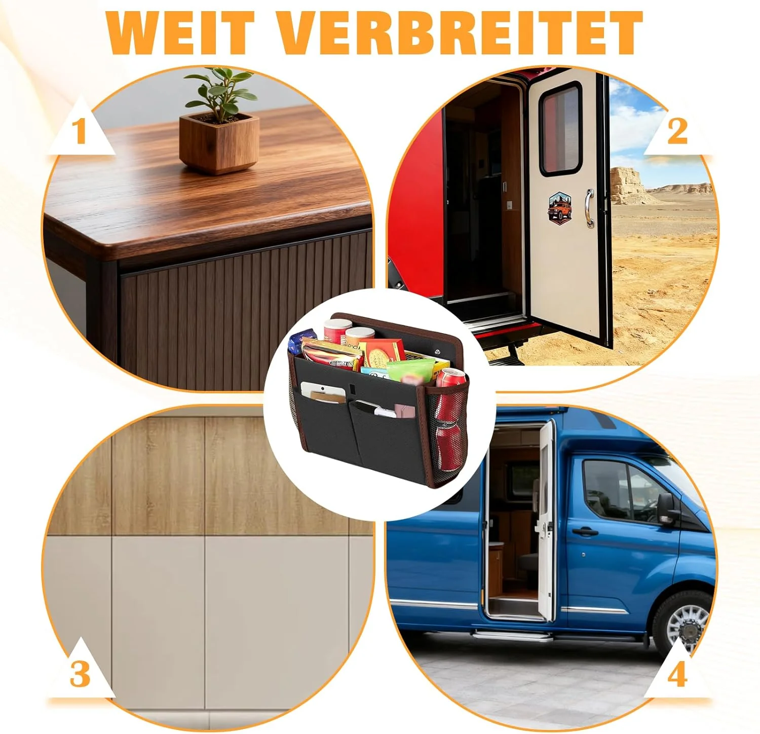 Wohnmobil Organizer, 2 Stück Faltbare Tür organizer mit PU-Kantenverarbeitung Ohne Bohren 33x23x8cm - Image 8