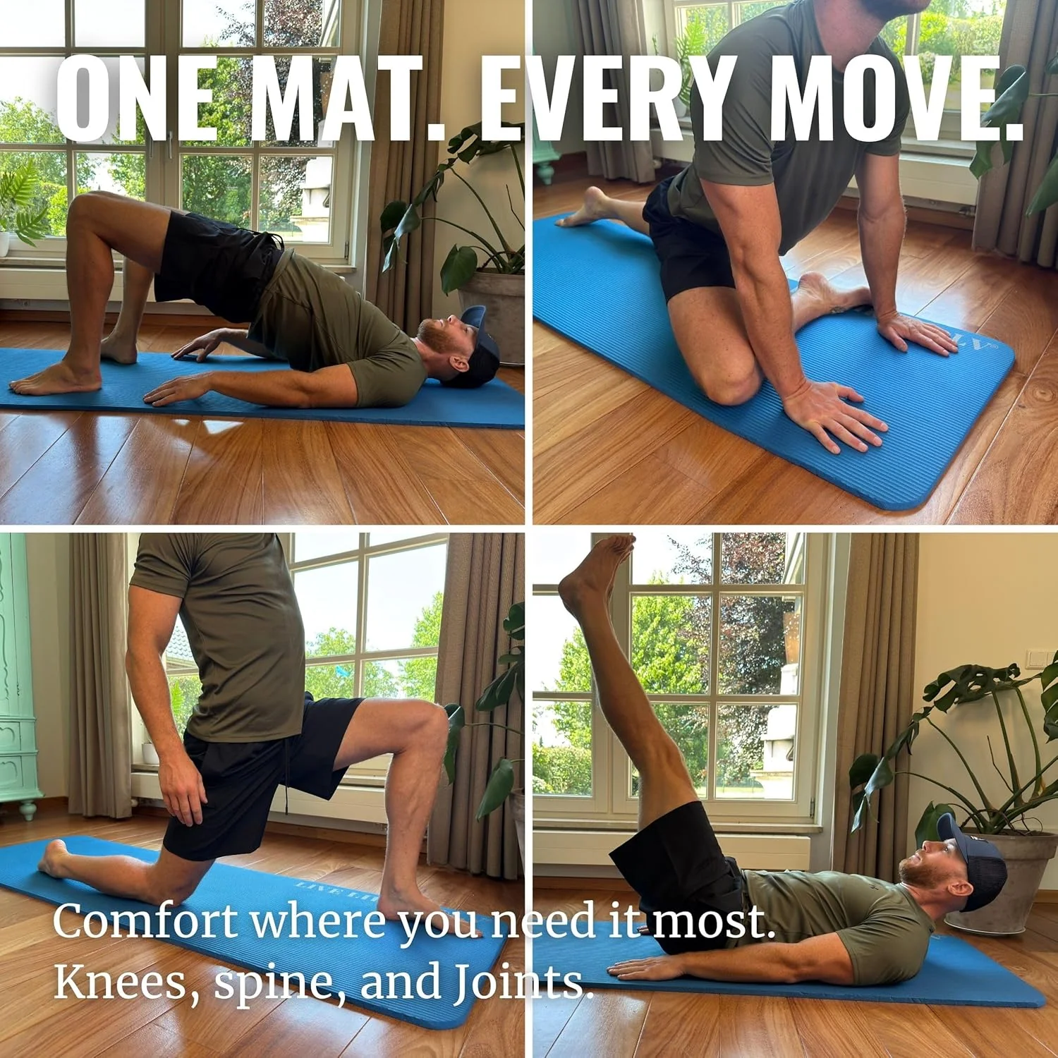 WOLV Yogamatte 15mm Extra Dick - Rutschfeste Fitnessmatte aus NBR, Komfortabel & Gelenkschonend - Tr - Image 2