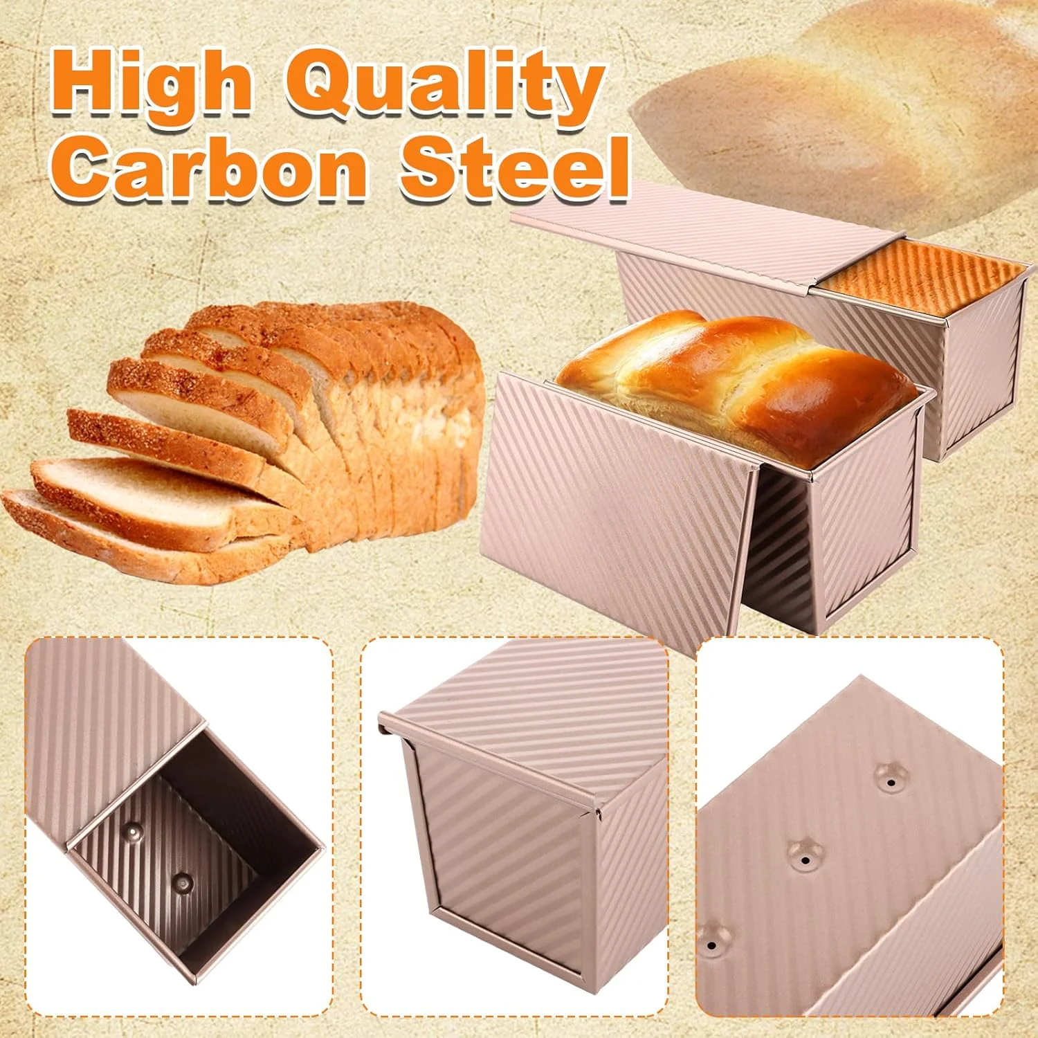 WOPPLXY 2 Stück Brotbackform mit Deckel, 1000g und 450g Toastbrot Backform mit Deckel, Antihaftbesch - Image 3