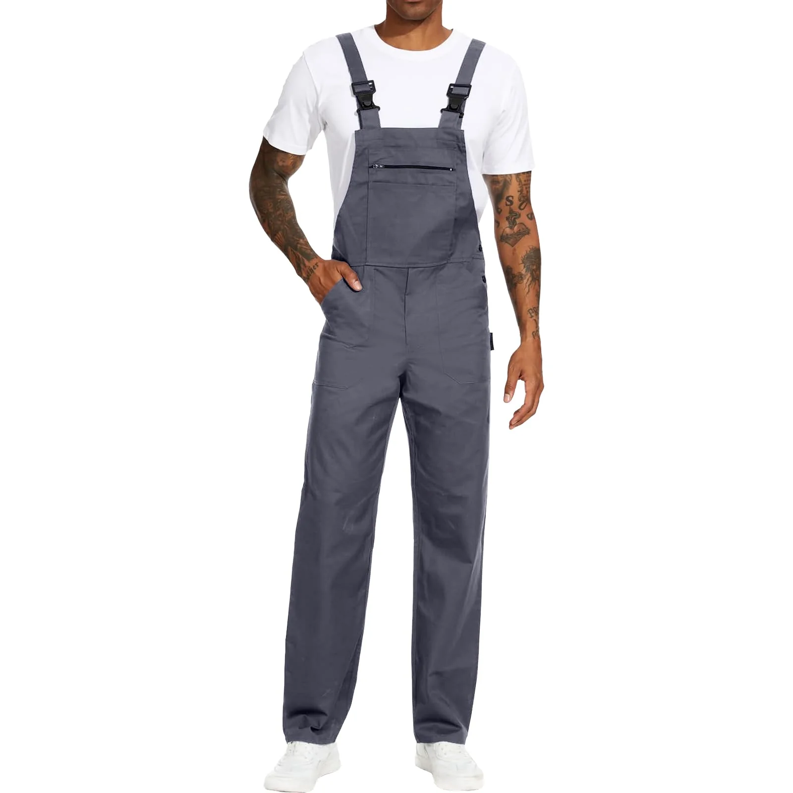 WORK IDEA Arbeits-Latzhose für Männer Multi Pocket Technology Herren Arbeitslatzhose S Grau, S Grau