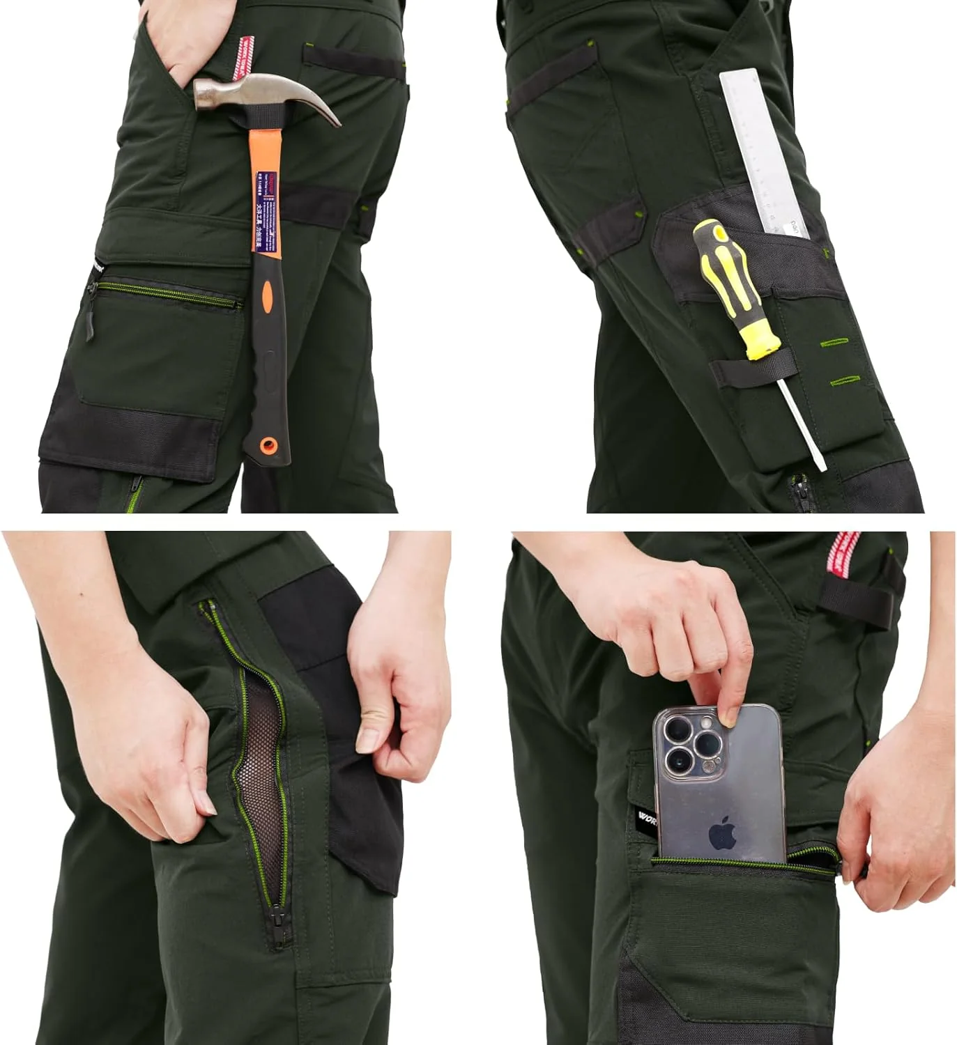 WORK IDEA Herren Slim-Fit Stretch Arbeitshose: Kritische Stoffbereiche aus Cordura – strapazierfähig - Image 3