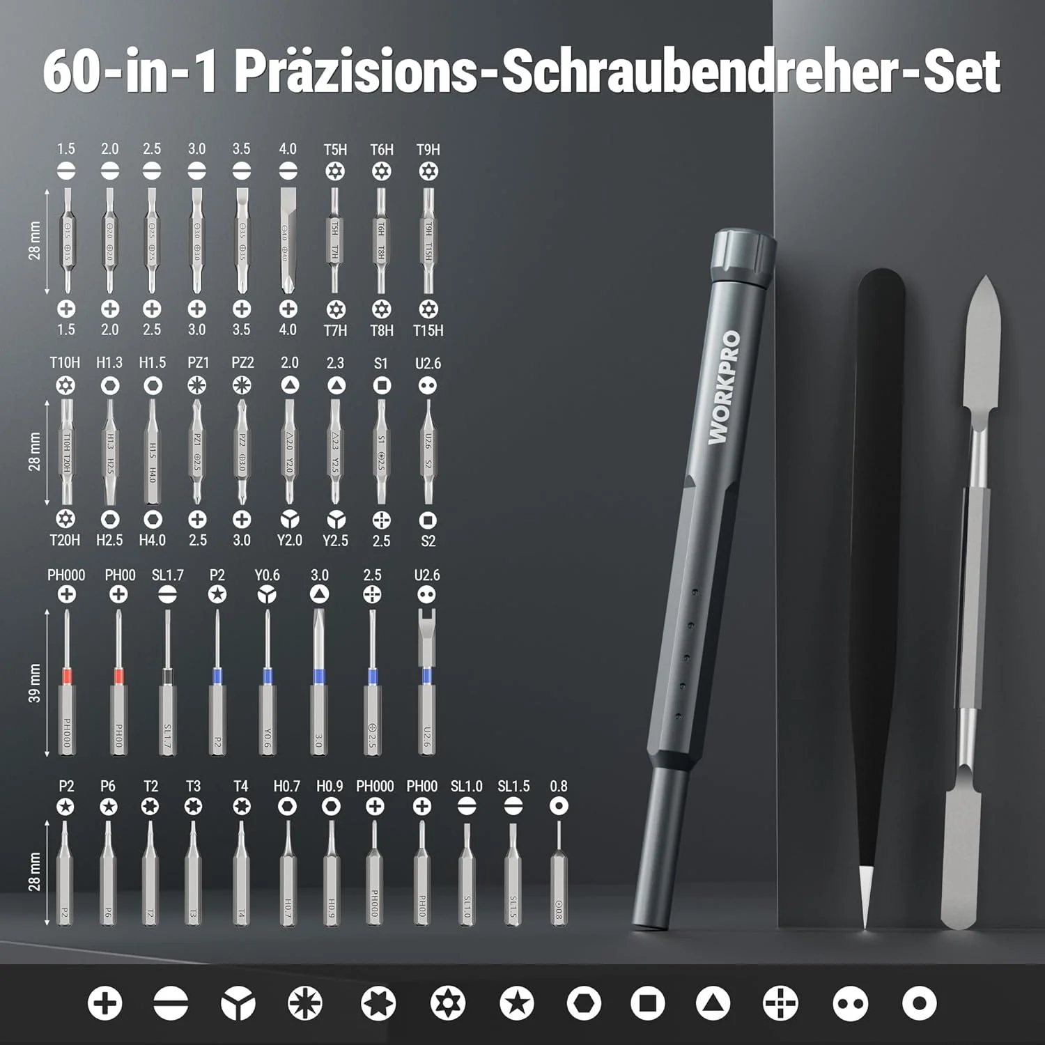 WORKPRO 60 in 1 Feinmechaniker Schraubendreher Set, Präzisionsschraubendreher-Set, mit Cr-V Bits, Ei - Image 2