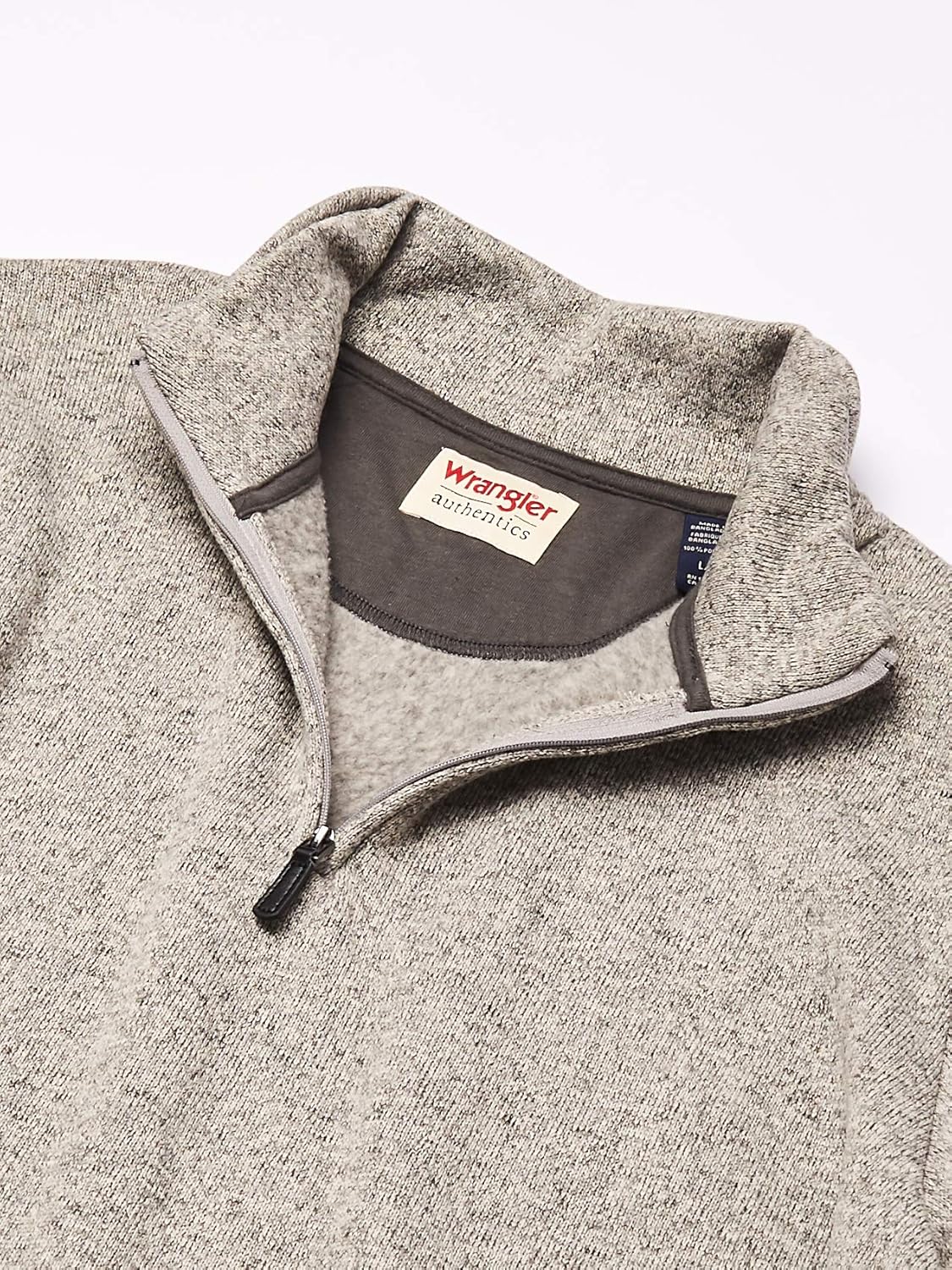 Wrangler Authentics Men’s Sweater Fleece Quarter-Zip S Hellgrau, S Hellgrau - Image 3